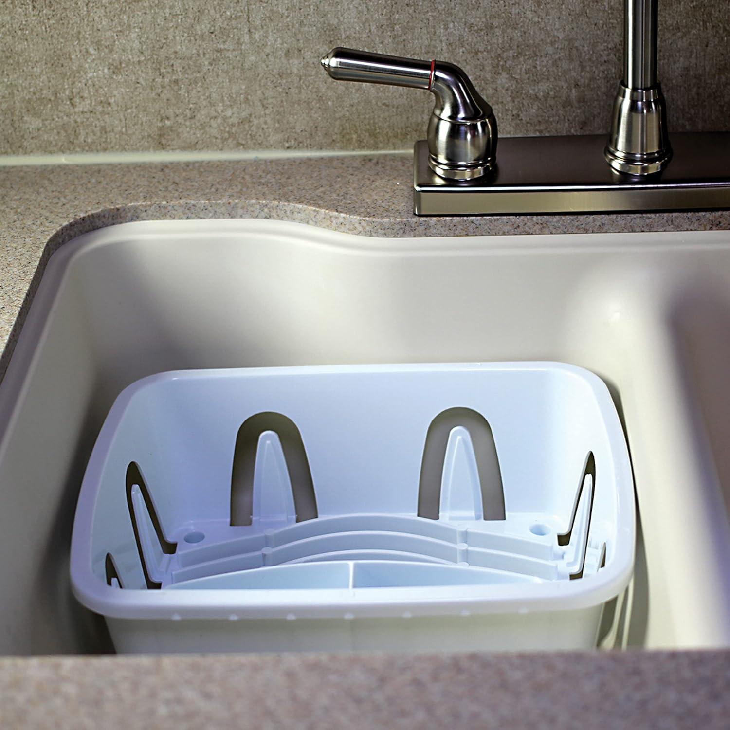 Escurridor de Platos Camco RV Mini con Bandeja Drenaje Blanco