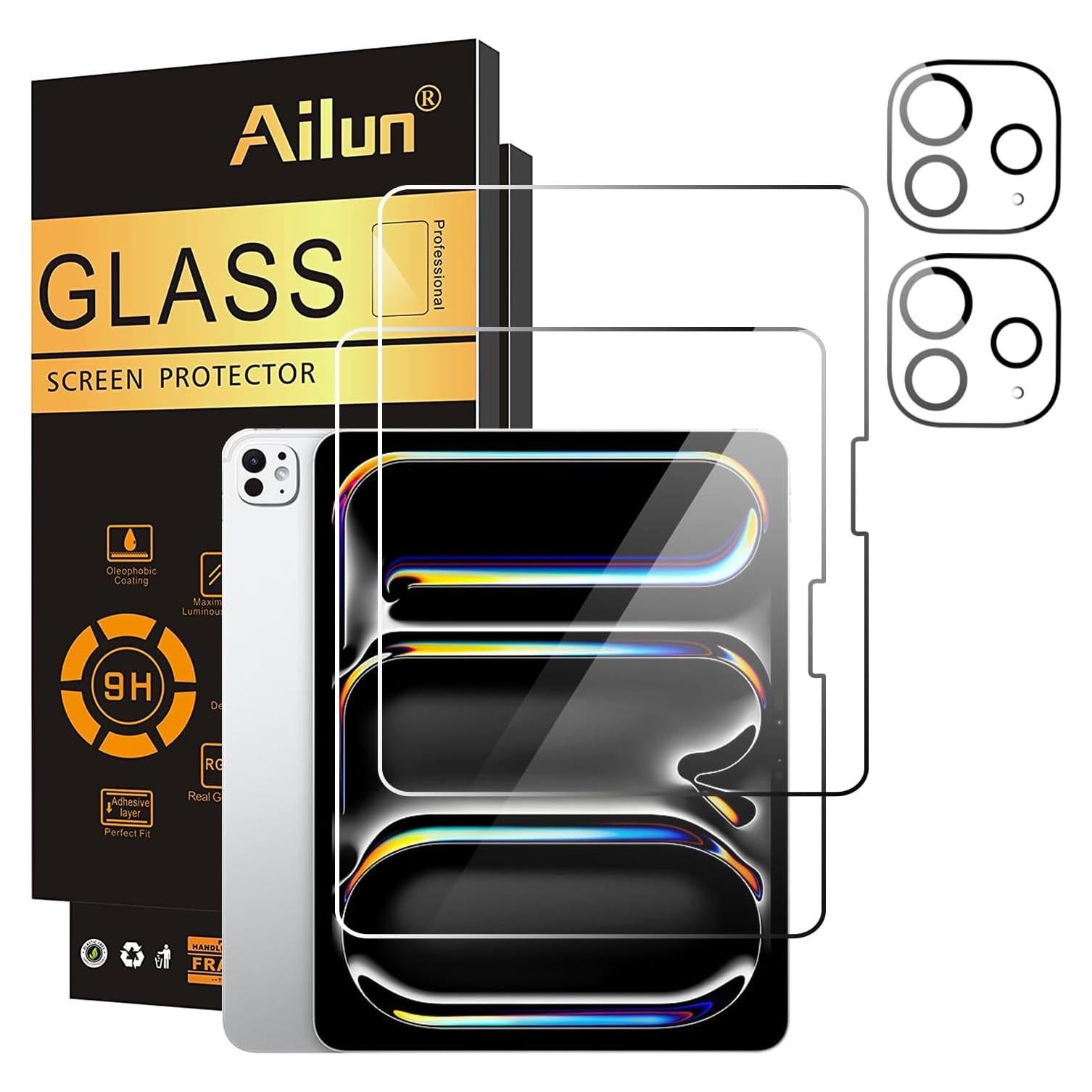 Ailun 4 Pack Protector Pantalla y Lente iPad Pro 13" 2024