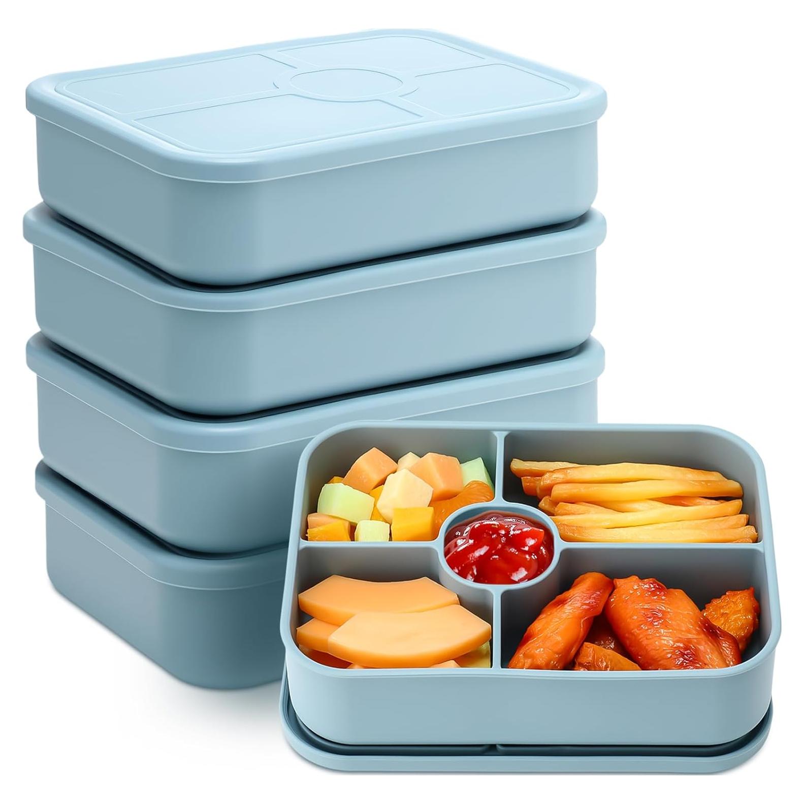 Paquete de 4 cajas Bento de silicona Jingmore 5 compartimentos