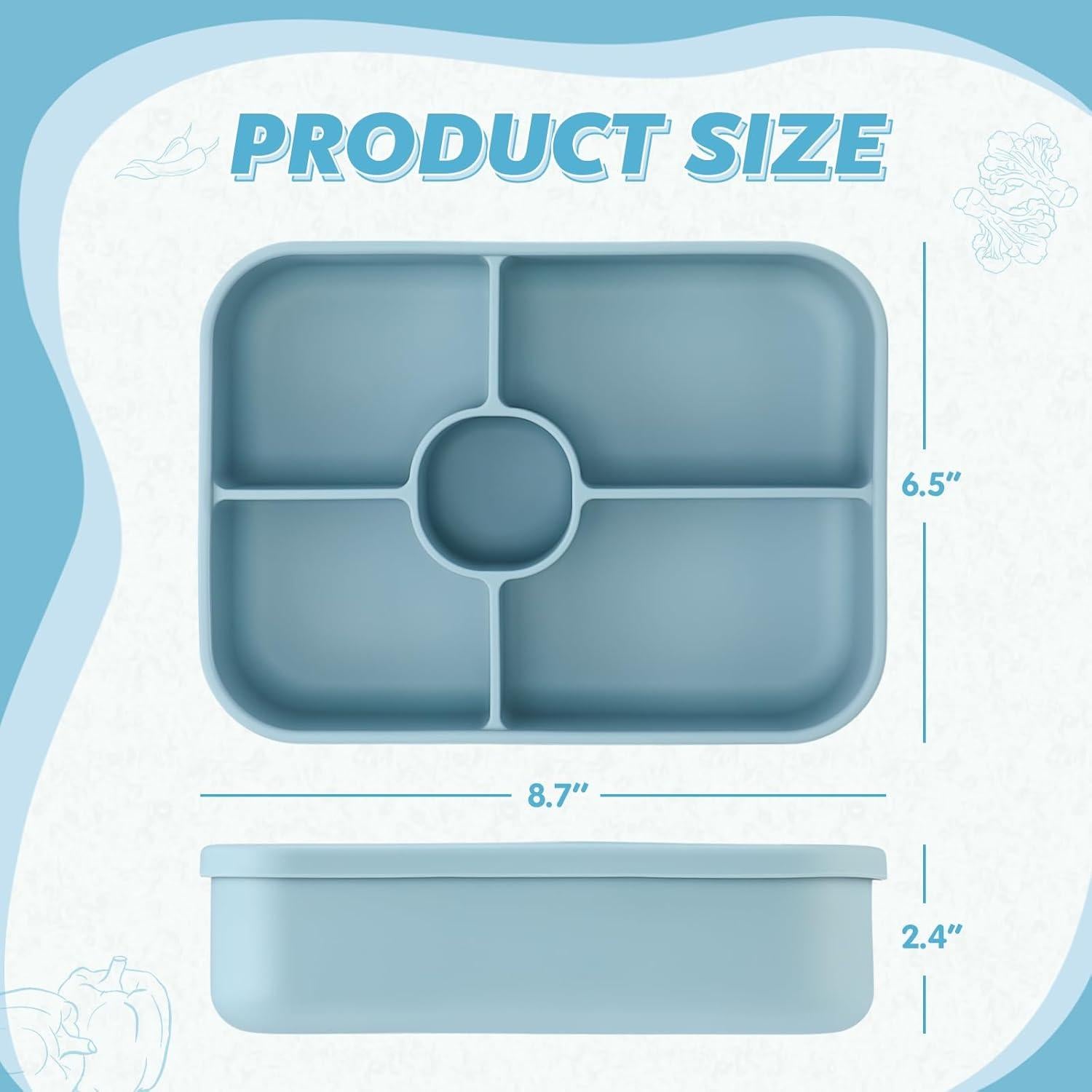 Paquete de 4 cajas Bento de silicona Jingmore 5 compartimentos