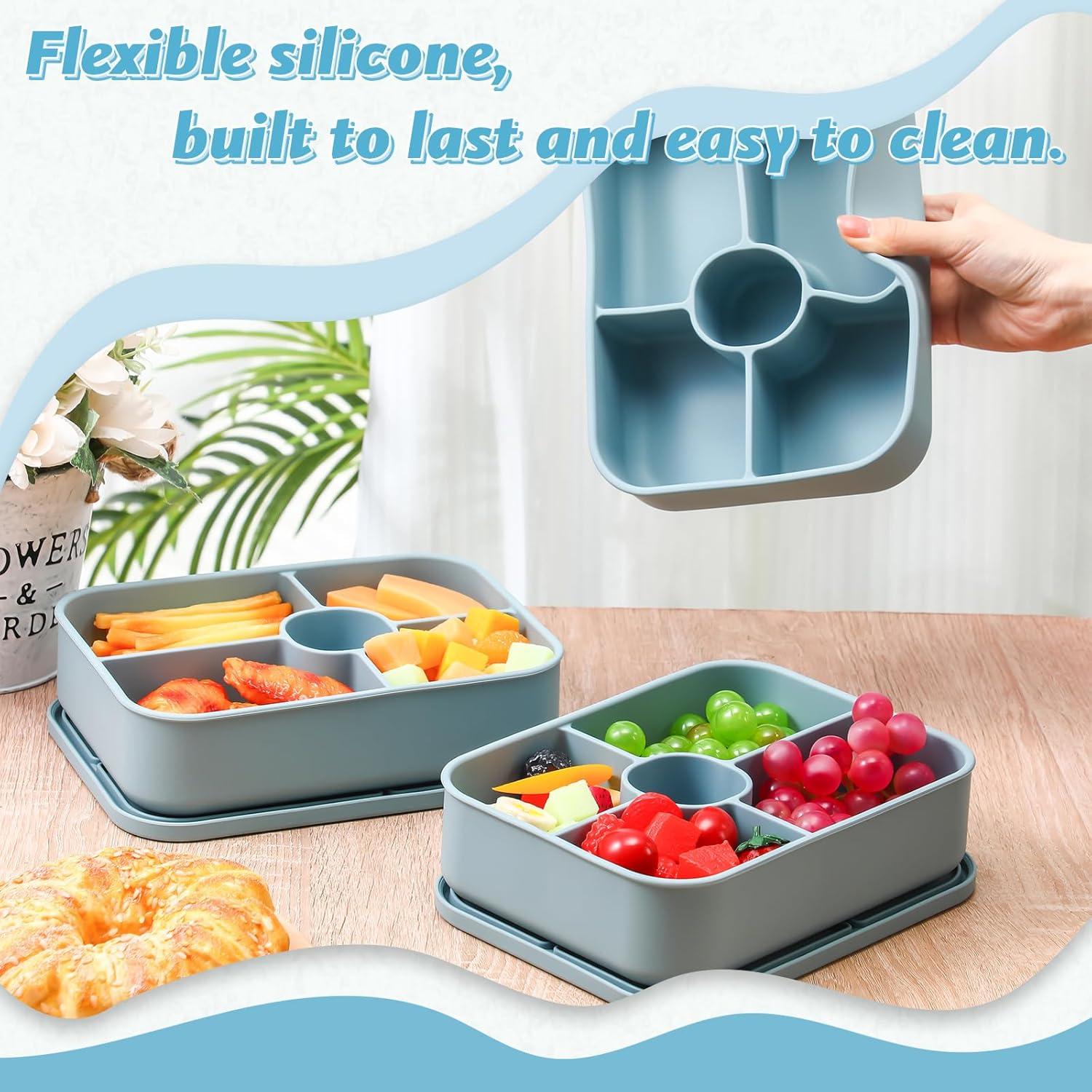 Paquete de 4 cajas Bento de silicona Jingmore 5 compartimentos