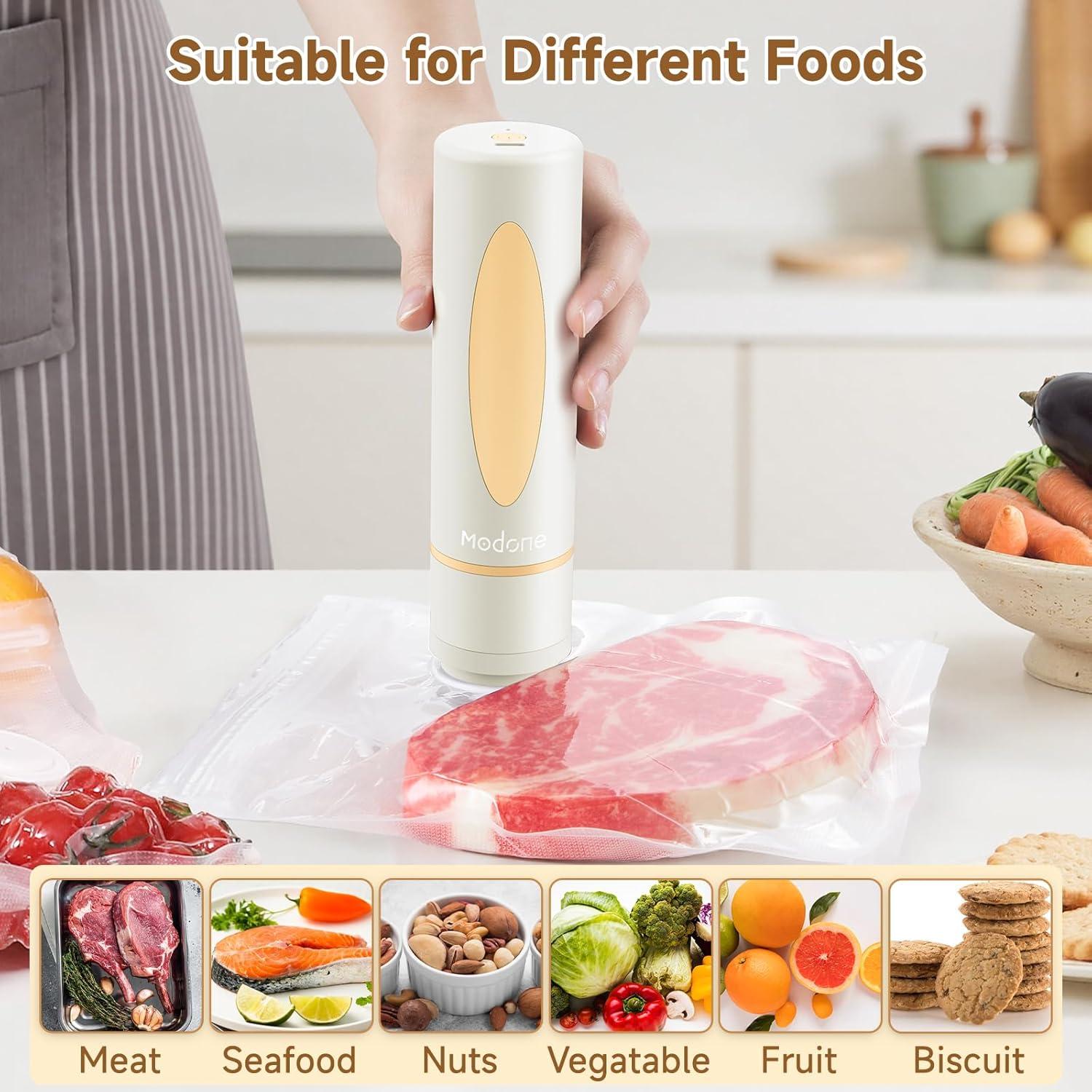 Sellador al vacío Modone Beige + 15 bolsas reutilizables