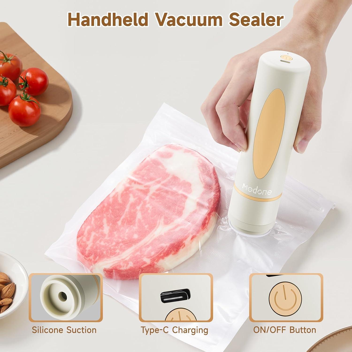 Sellador al vacío Modone Beige + 15 bolsas reutilizables