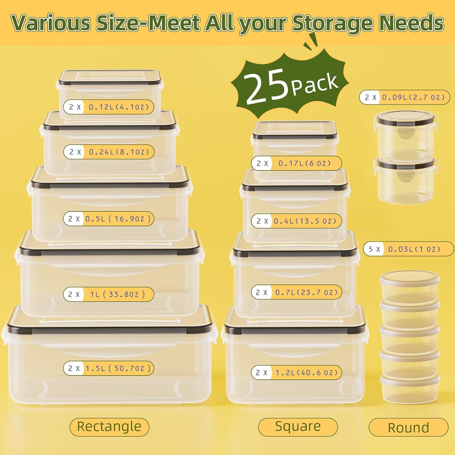 50 Contenedores de Almacenamiento Herméticos JSCARES - Apto Microondas