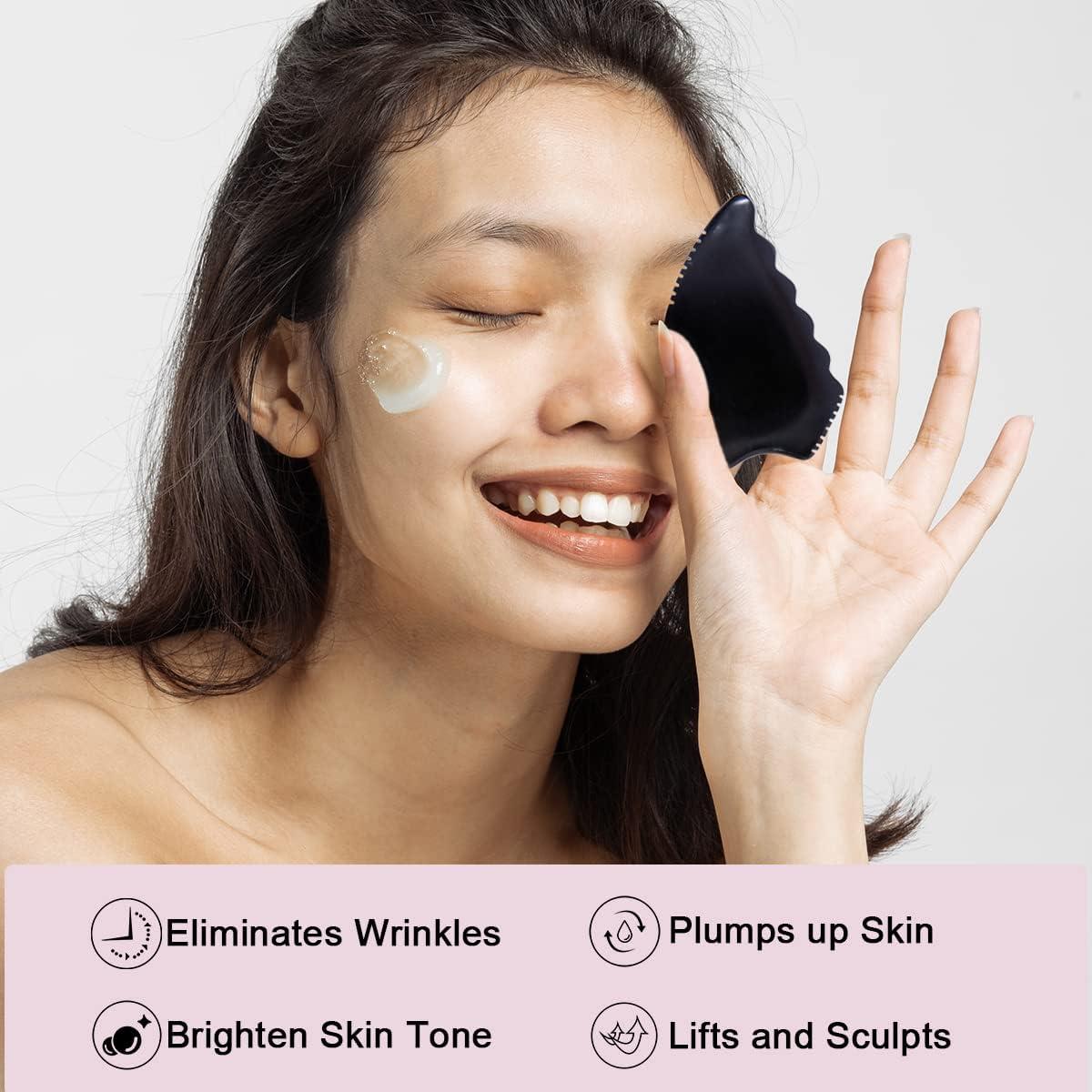 Herramienta de Masaje Facial Gua Sha Yuanchupin - Piedra Bian Natural