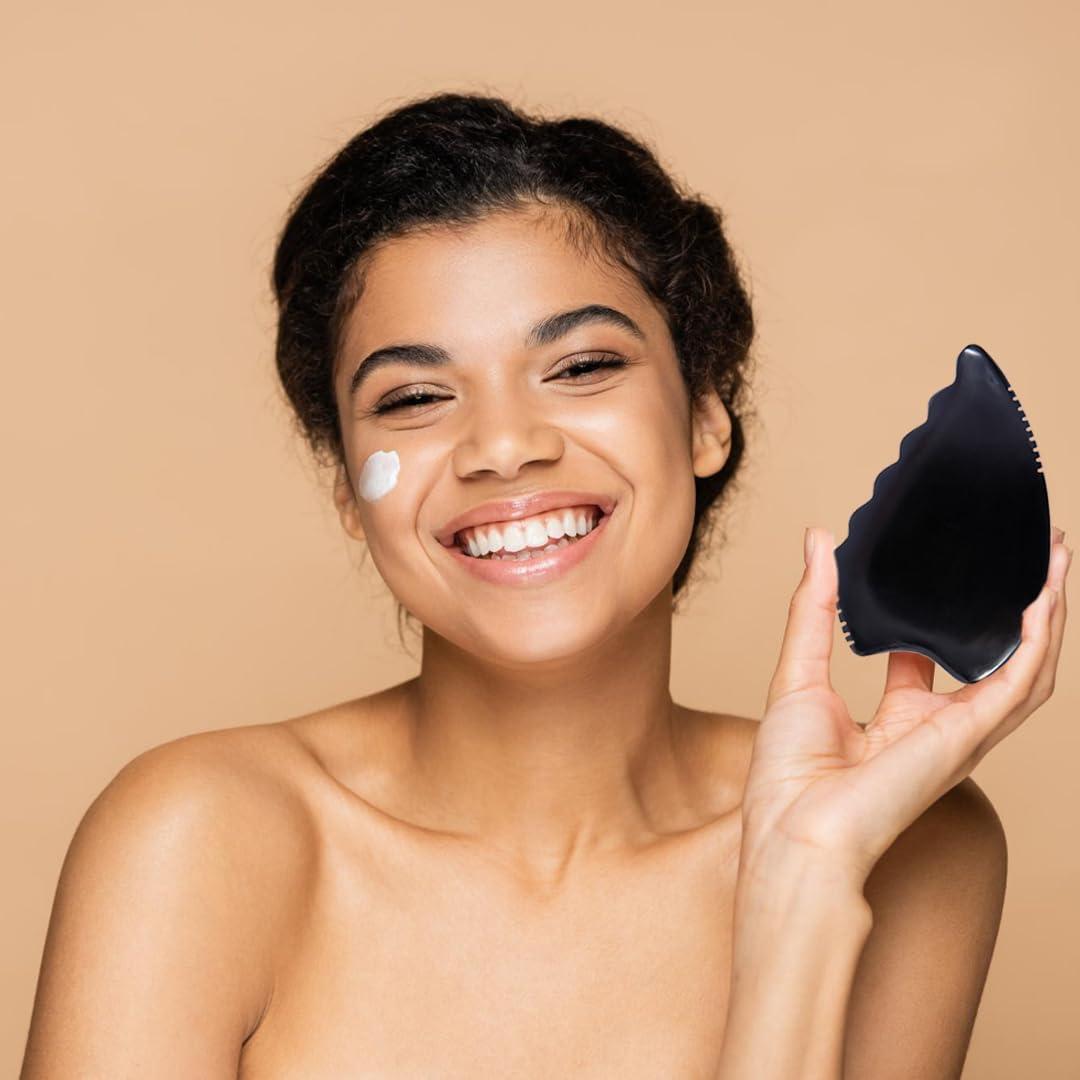 Herramienta de Masaje Facial Gua Sha Yuanchupin - Piedra Bian Natural