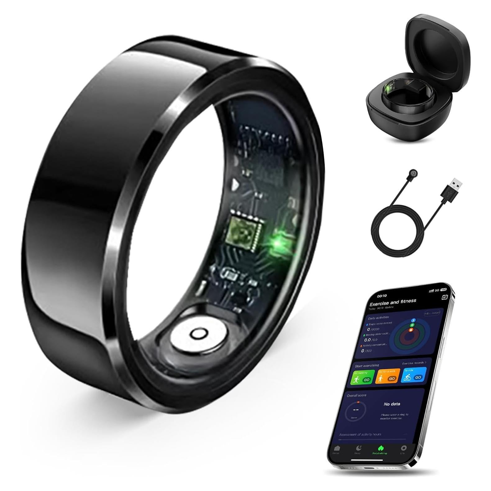 Anillo Inteligente CHAMPOWER Talla 10 Negro Monitor Fitness