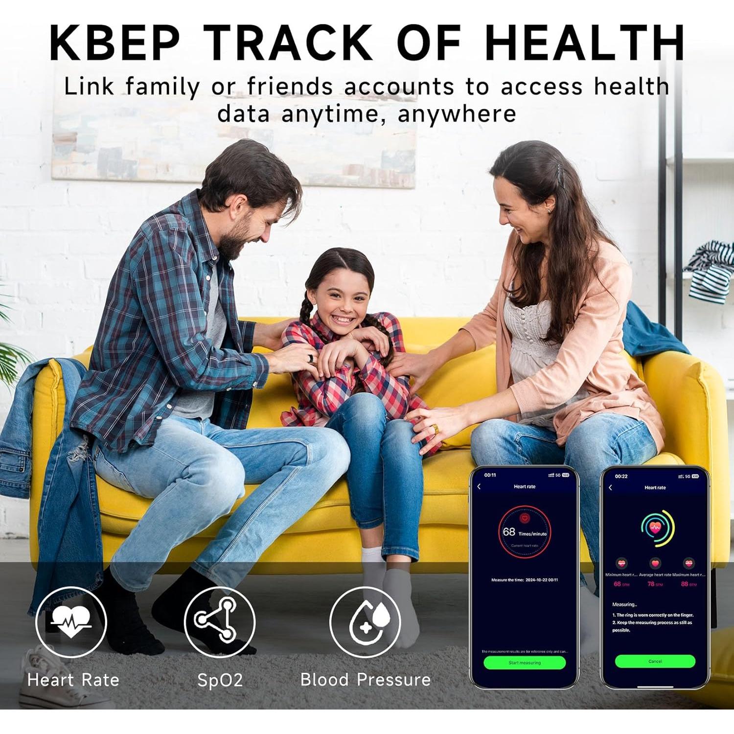 Anillo Inteligente CHAMPOWER Talla 10 Negro Monitor Fitness