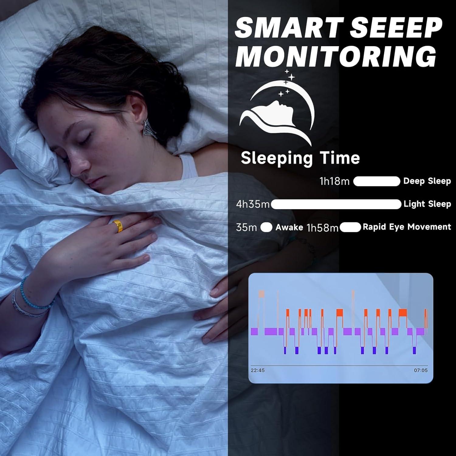 Anillo Inteligente CHAMPOWER Talla 10 Negro Monitor Fitness