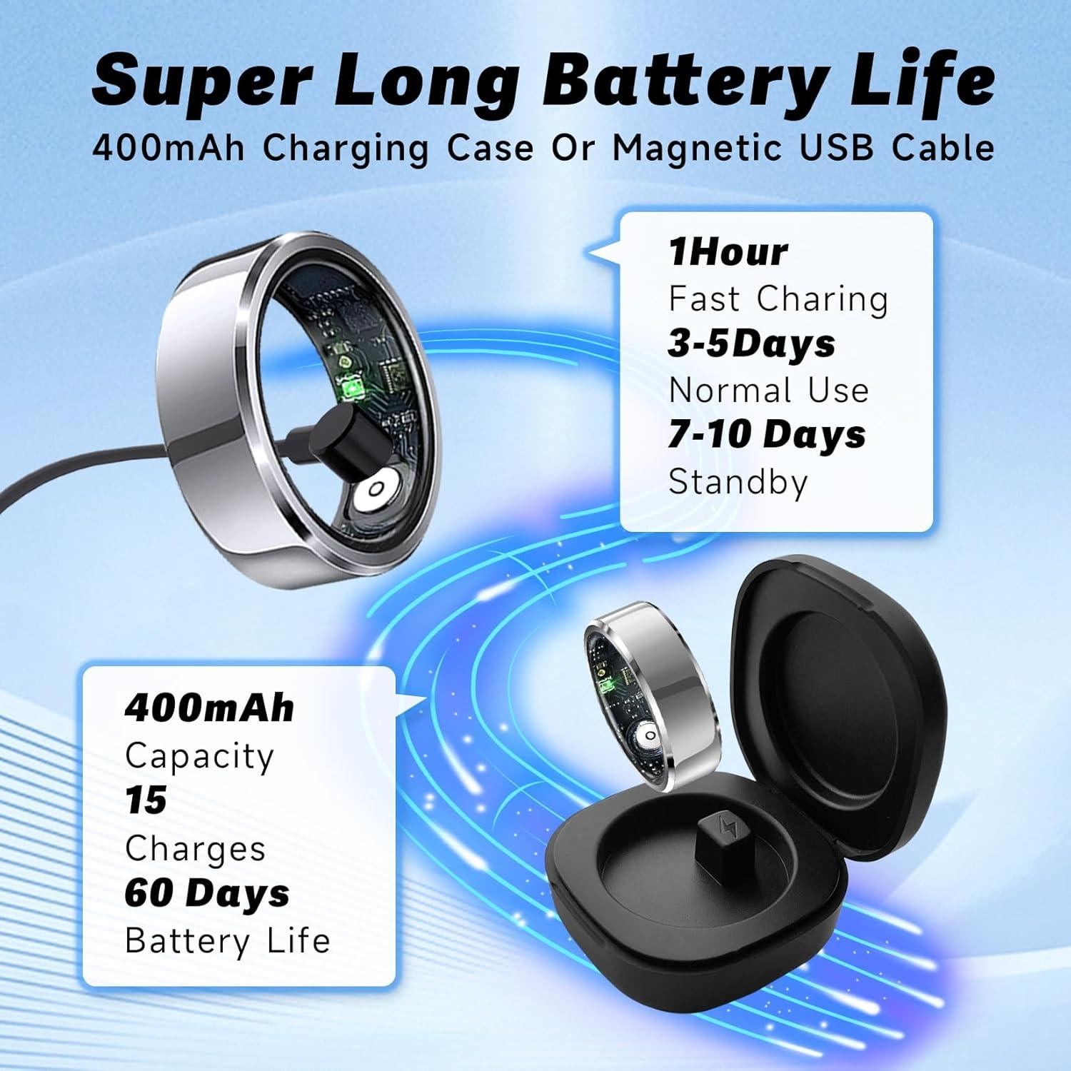 Anillo Inteligente CHAMPOWER Talla 10 Negro Monitor Fitness