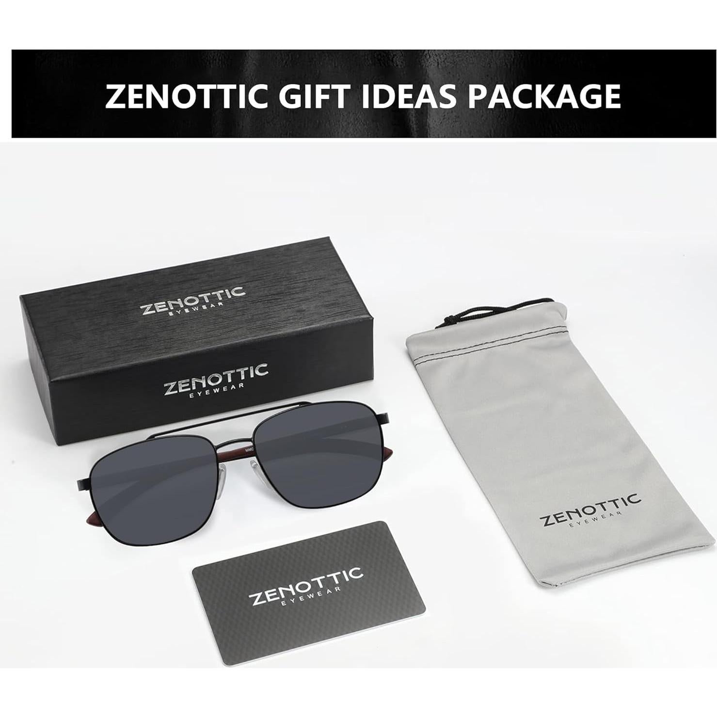 Gafas de sol aviador Zenottic de madera polarizadas UV400