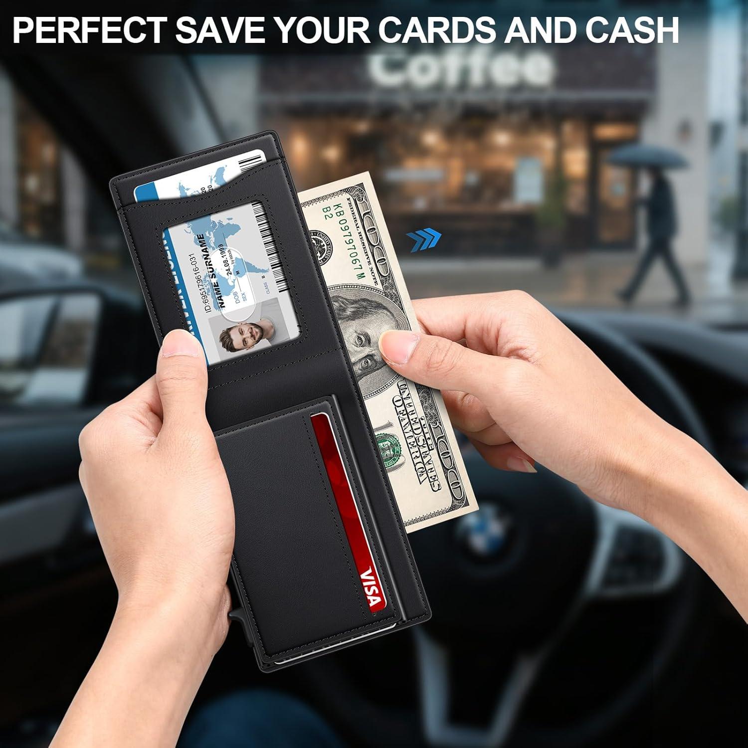 Billetera delgada SEMORID para hombres con bloqueo RFID