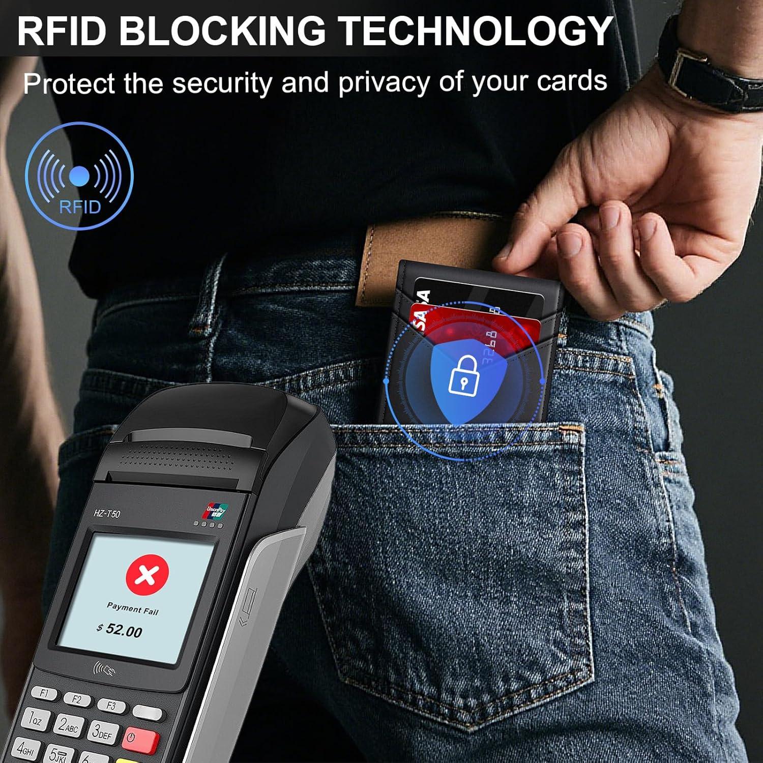 Billetera delgada SEMORID para hombres con bloqueo RFID