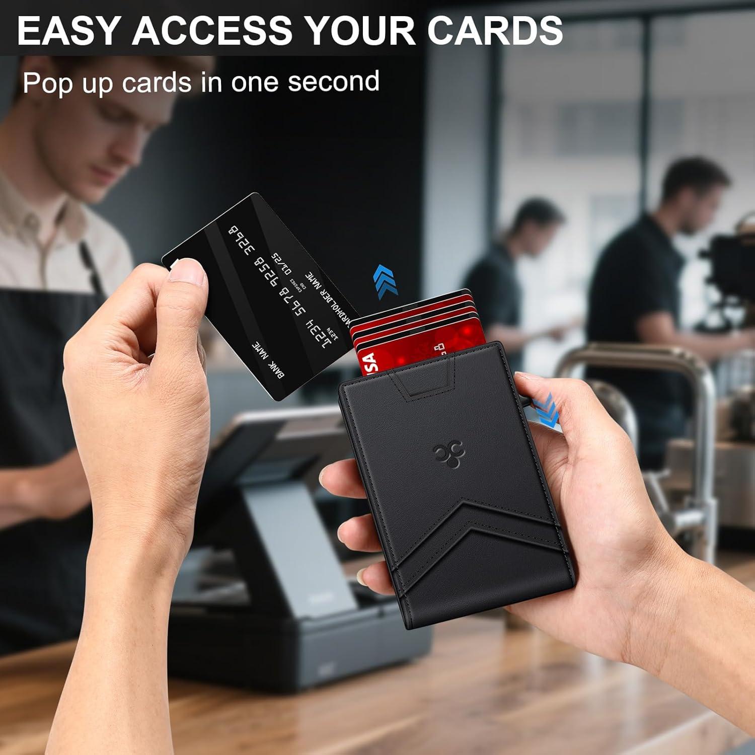 Billetera delgada SEMORID para hombres con bloqueo RFID