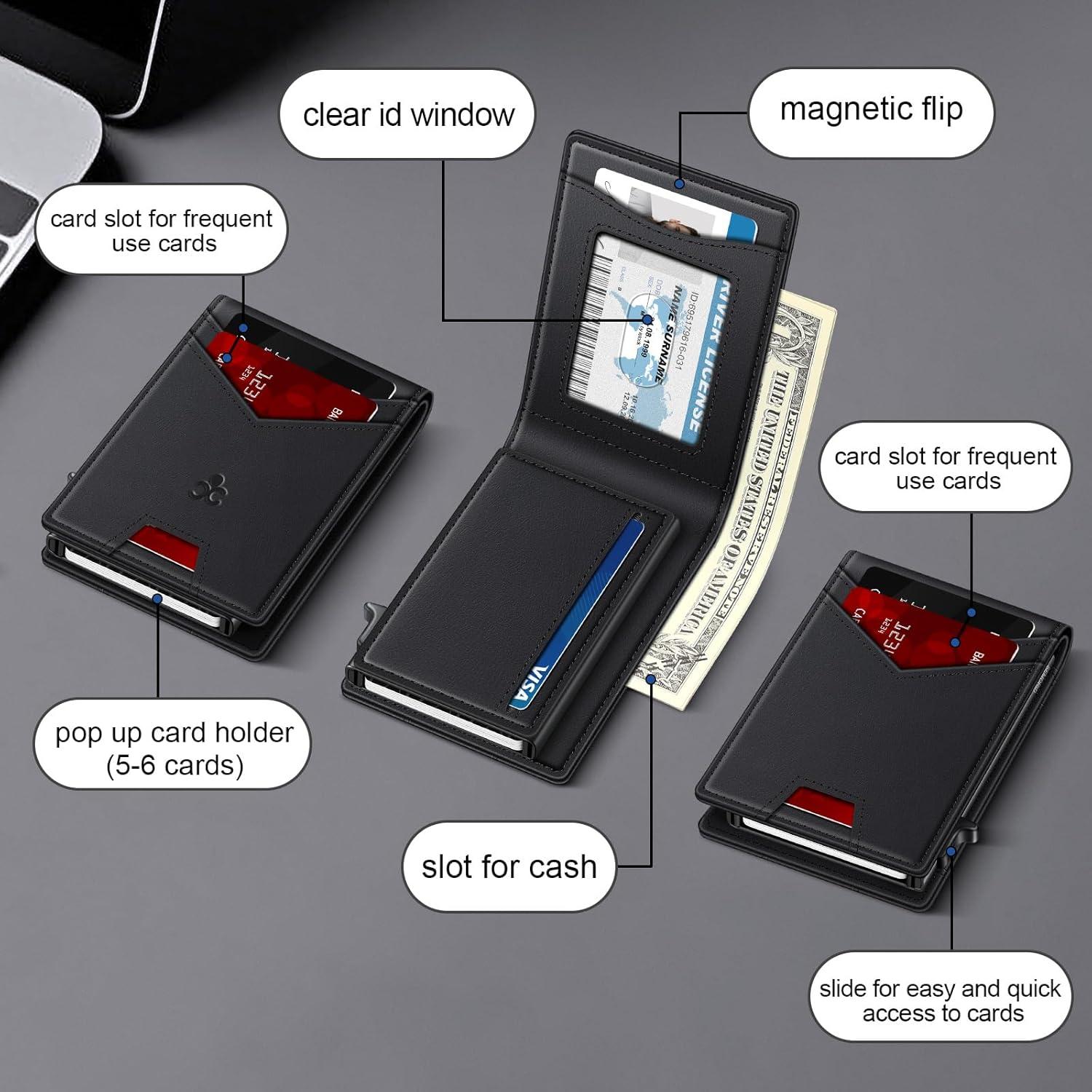 Billetera delgada SEMORID para hombres con bloqueo RFID