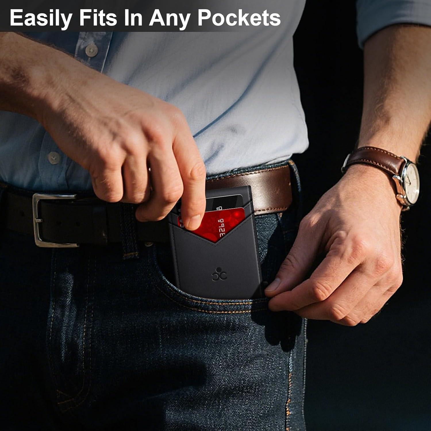 Billetera delgada SEMORID para hombres con bloqueo RFID