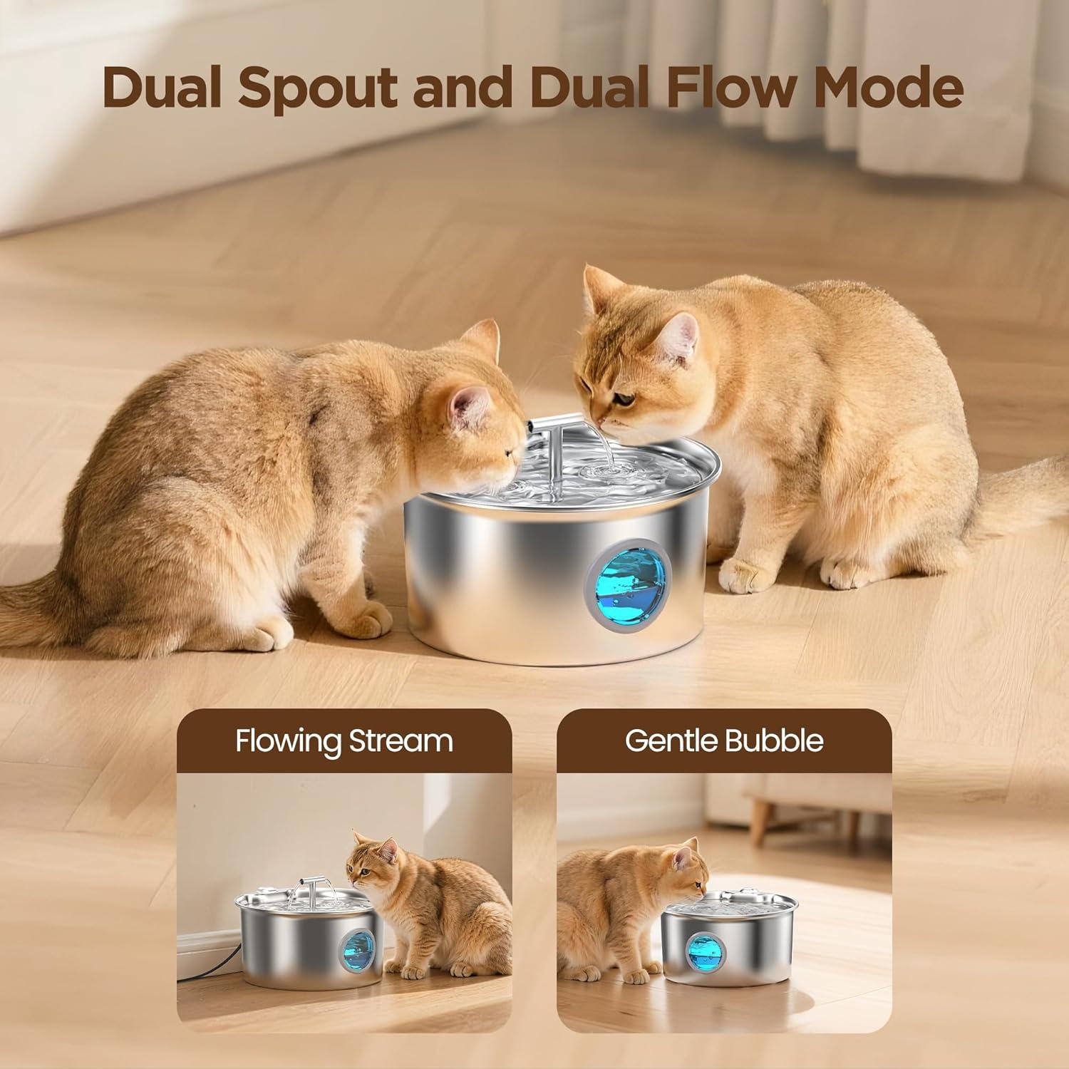 Fuente de Agua para Gatos UMOCUOY 2.6L Acero Inoxidable