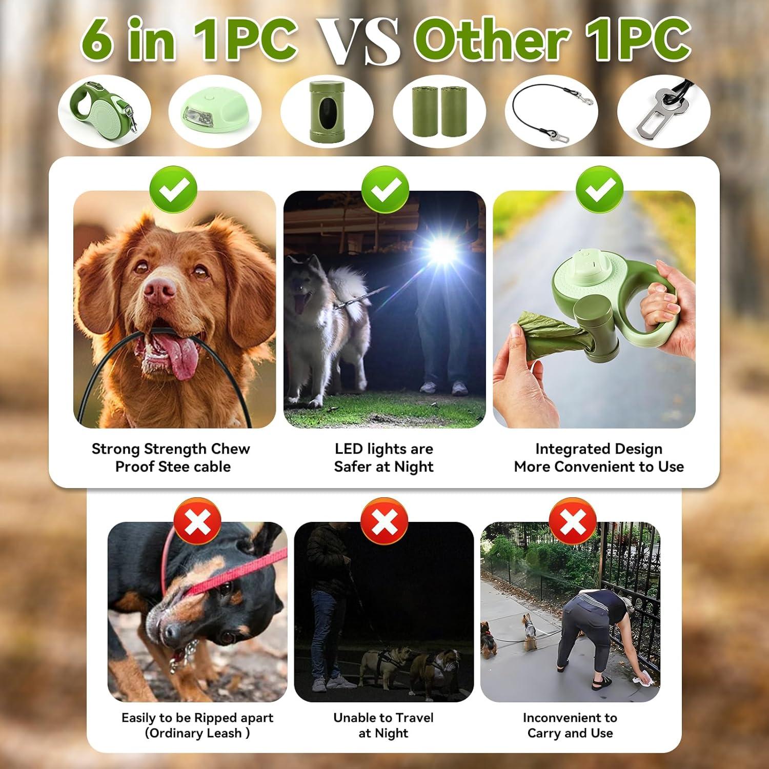 Correa Retráctil ODRIEW 4.88m para Perros hasta 34kg Verde