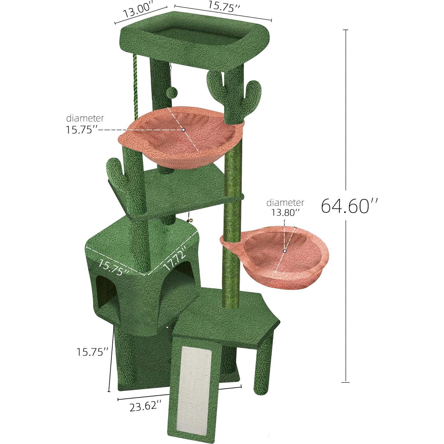Árbol para Gatos Grande Wang Xin con Condominio y Hamacas Verde