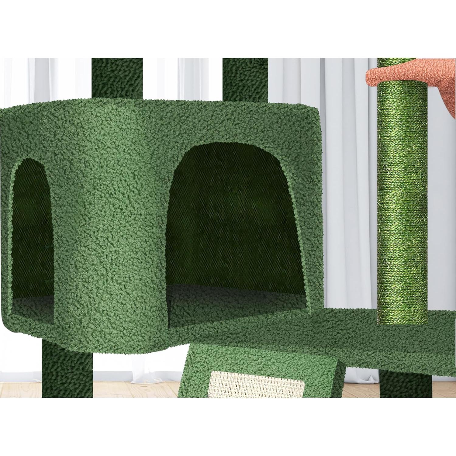 Árbol para Gatos Grande Wang Xin con Condominio y Hamacas Verde