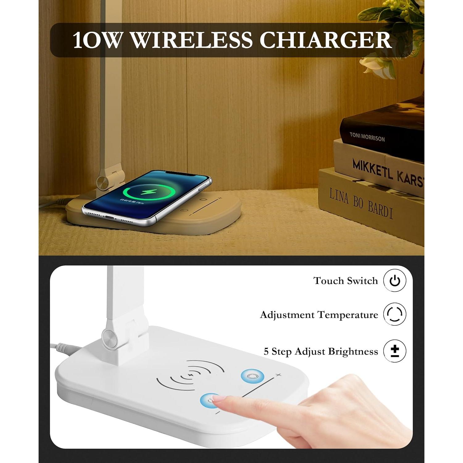 Lámpara de Escritorio LED Faithorse T02-WH 21W Carga Inalámbrica