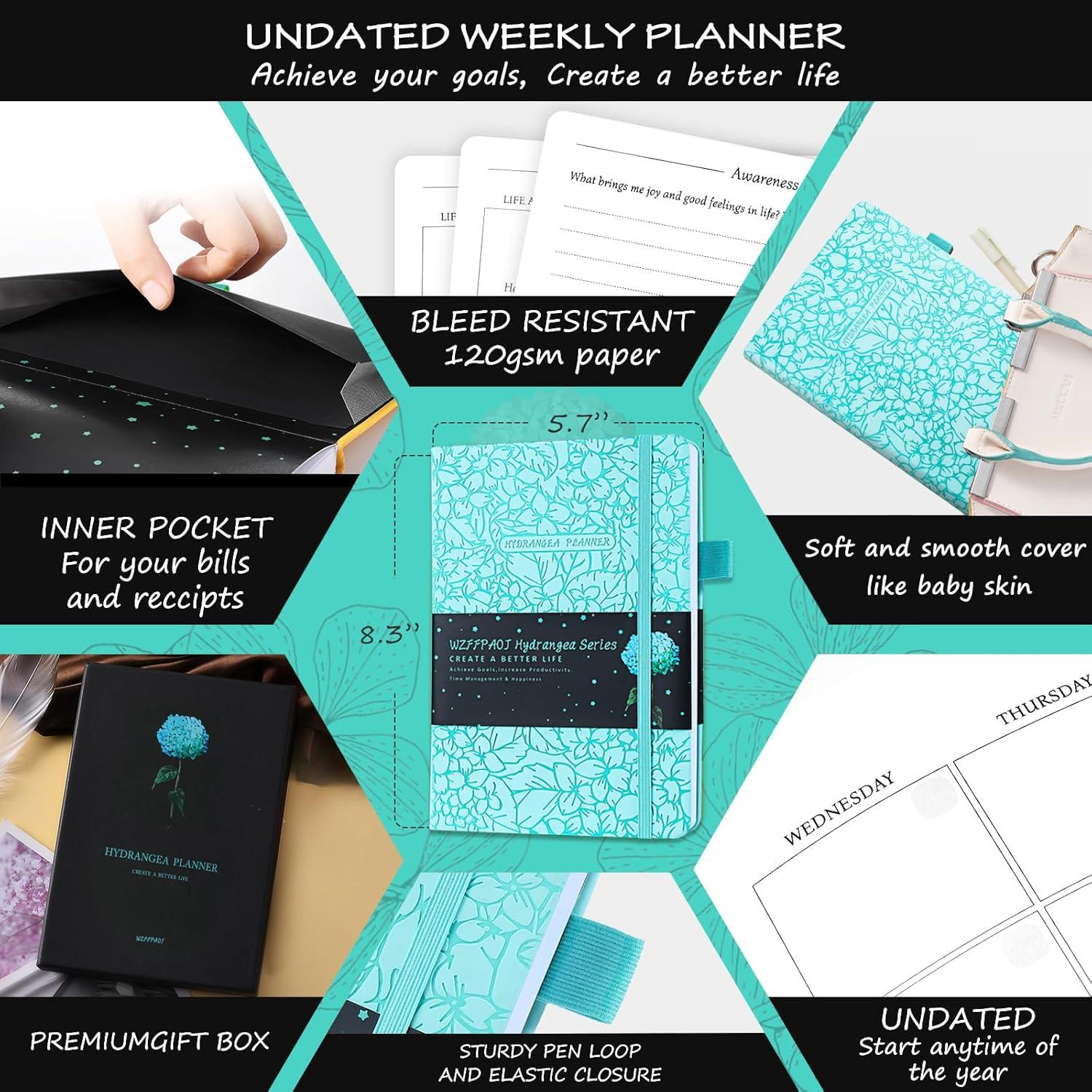 Planificador Semanal y Mensual WZFFPAOJ A5 Sin Fecha Cian