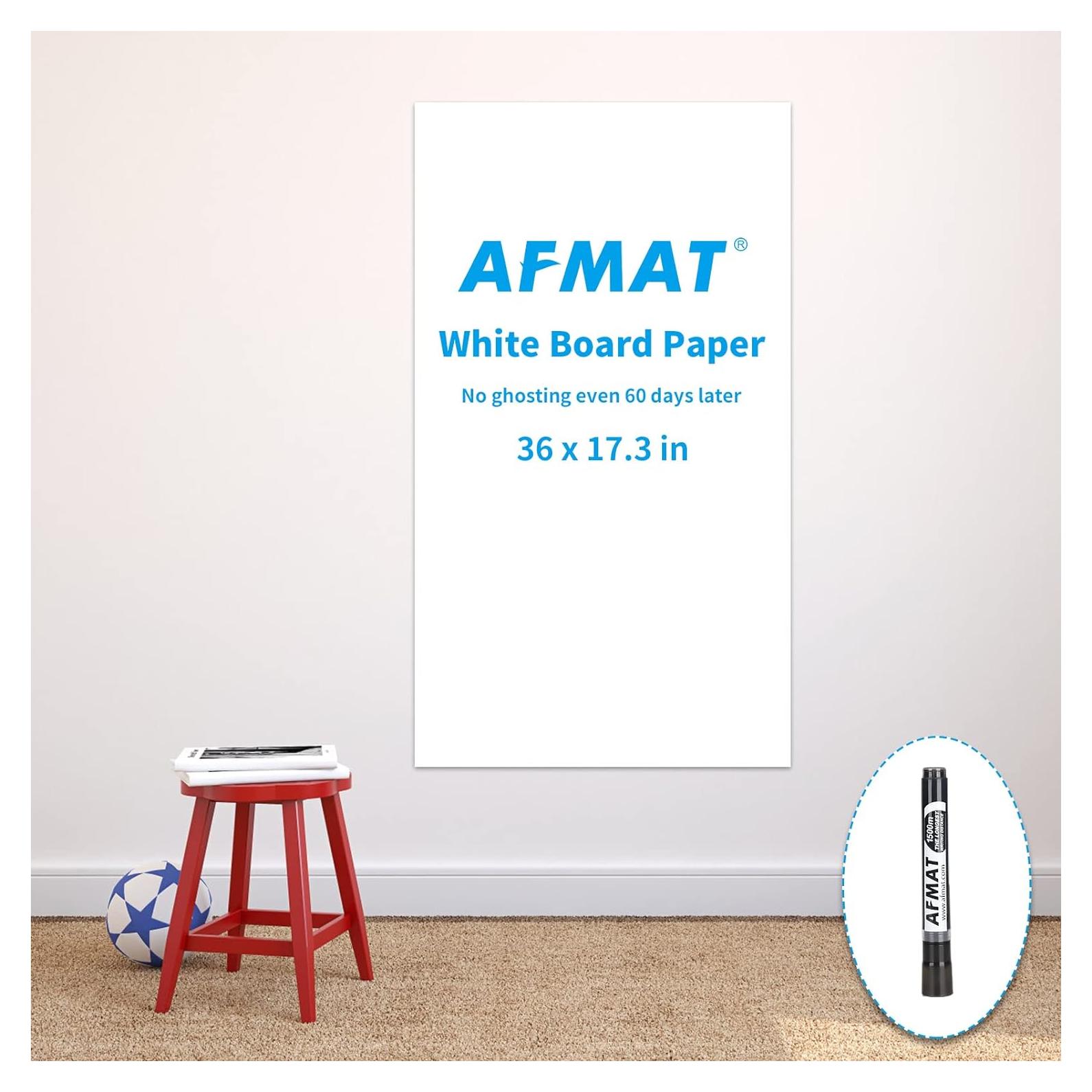 Papel de Pizarra Blanca AFMAT WS40 0.44 m x 0.91 m con Marcador