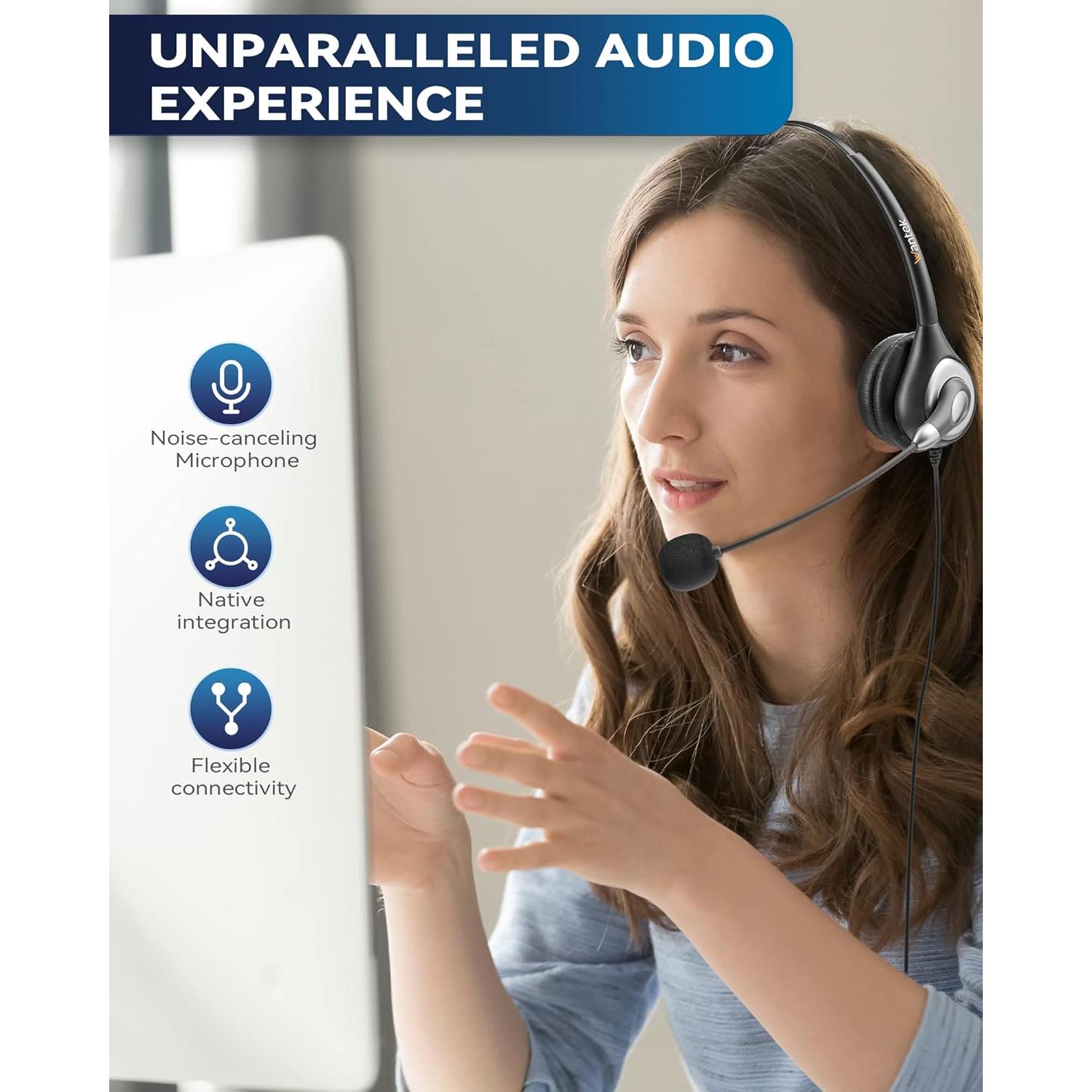 Auriculares USB Wantek UC600 con micrófono y cancelación de ruido