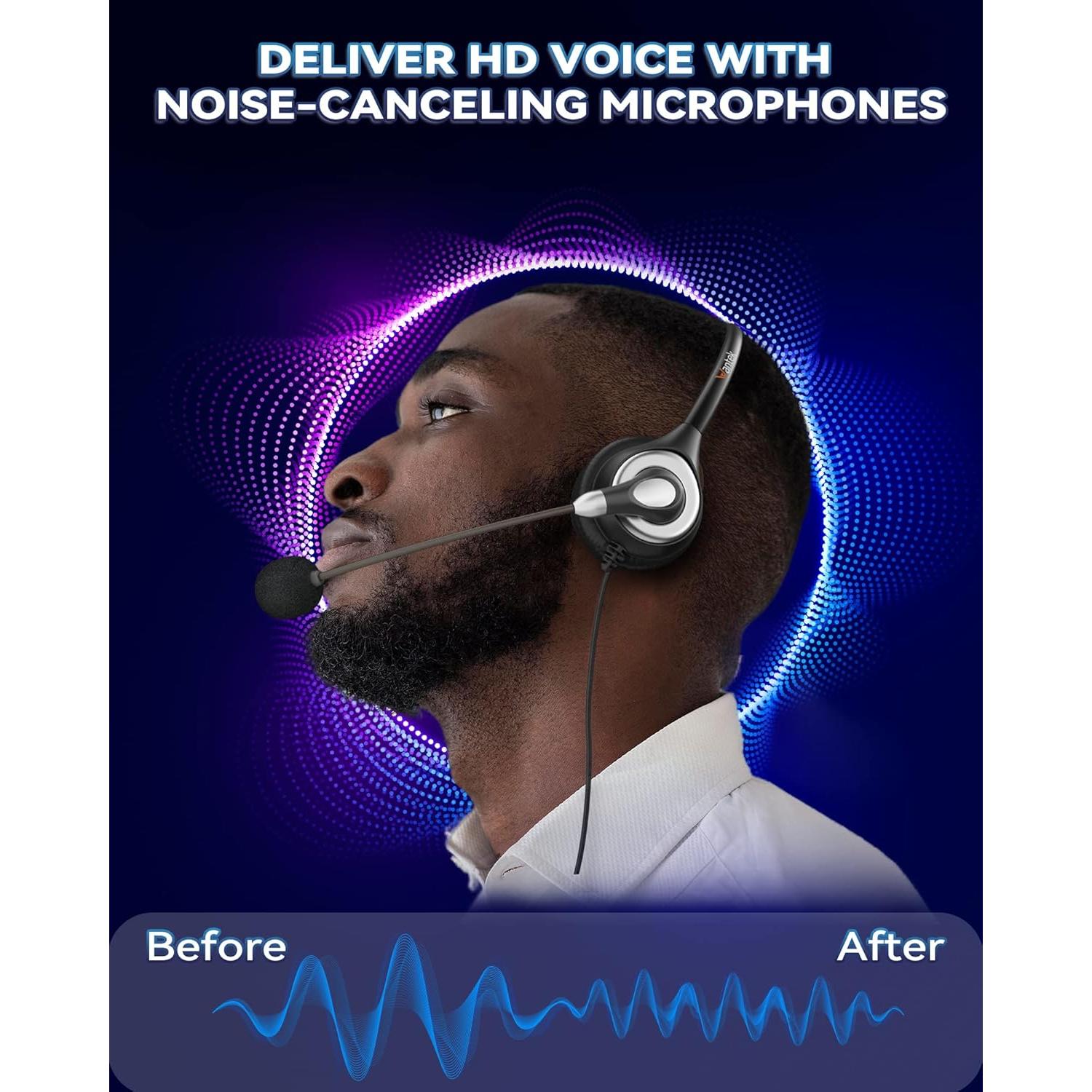 Auriculares USB Wantek UC600 con micrófono y cancelación de ruido