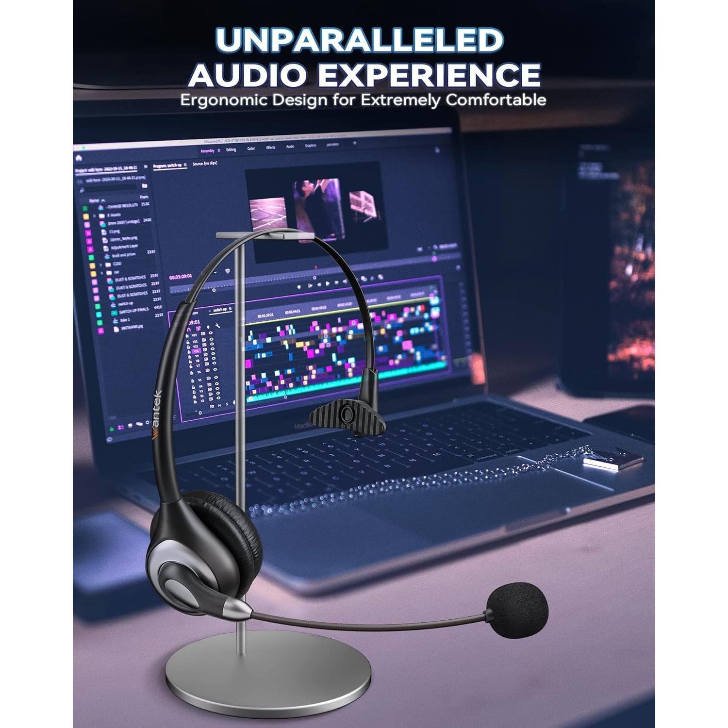 Auriculares USB Wantek UC600 con micrófono y cancelación de ruido