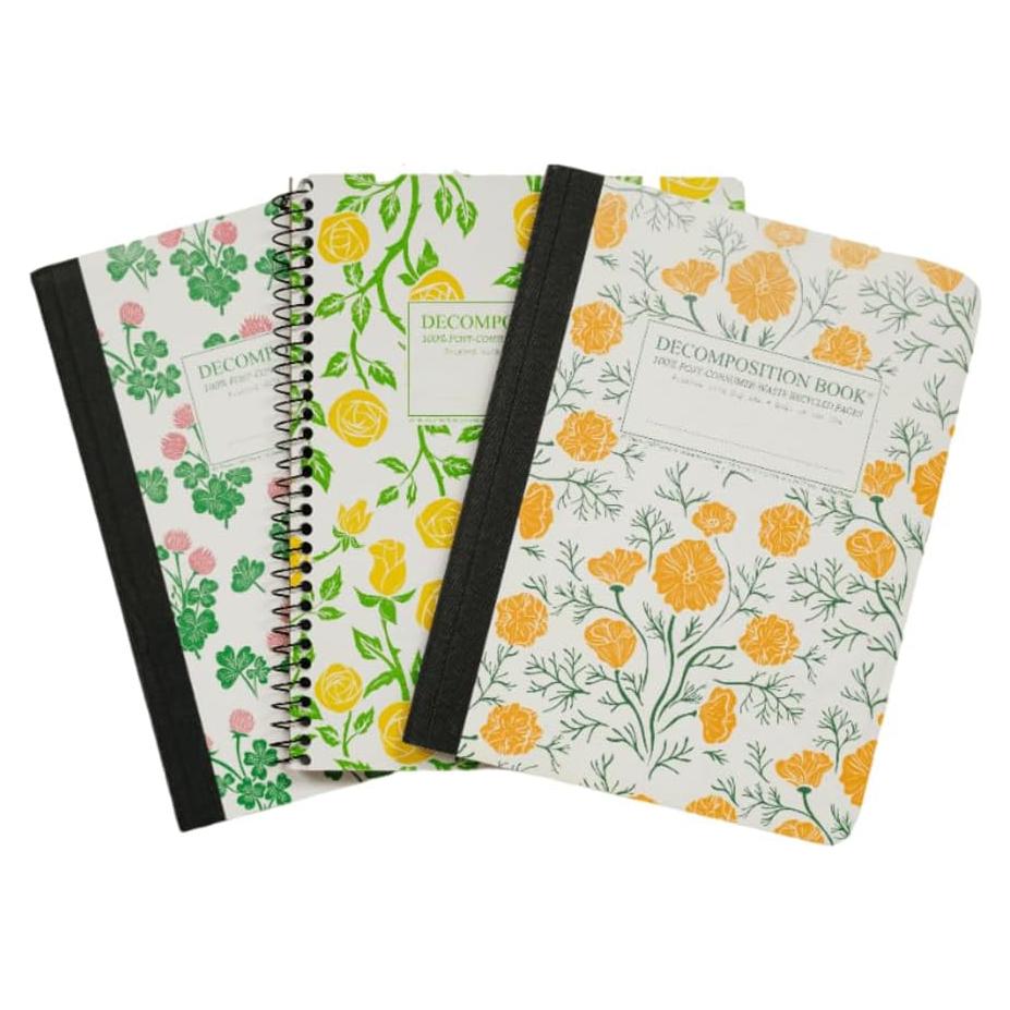 Paquete de 3 Cuadernos Decomposition Florales 24.8x19.1cm Rayados