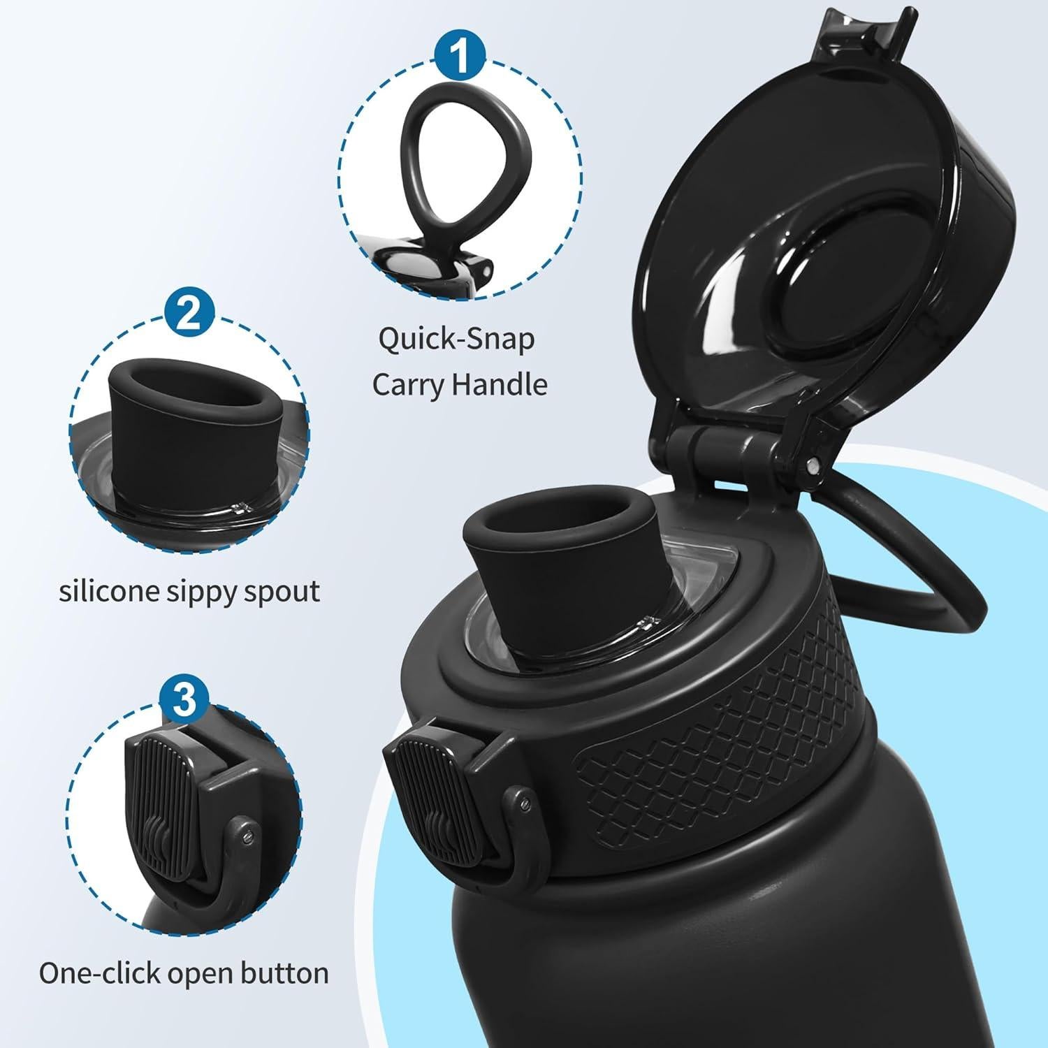 Botella de Agua Aislada GOPPUS 600ML Acero Inoxidable Negra