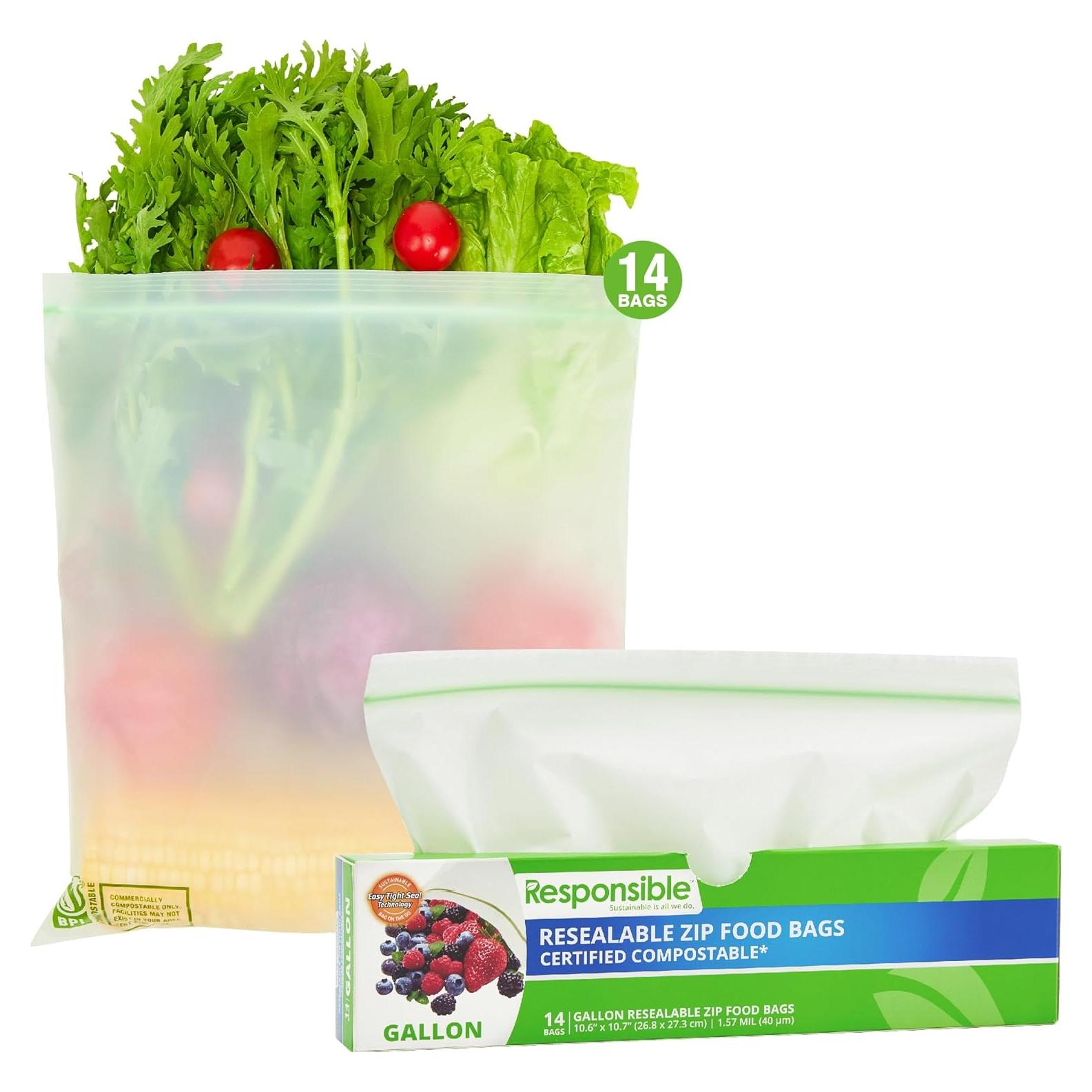 Bolsas Zip Compostables 14 Unidades 3.78L Productos Responsables