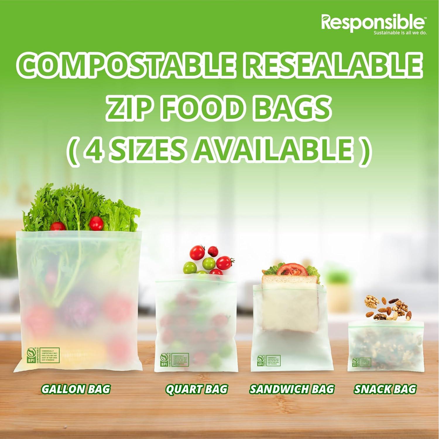 Bolsas Zip Compostables 14 Unidades 3.78L Productos Responsables