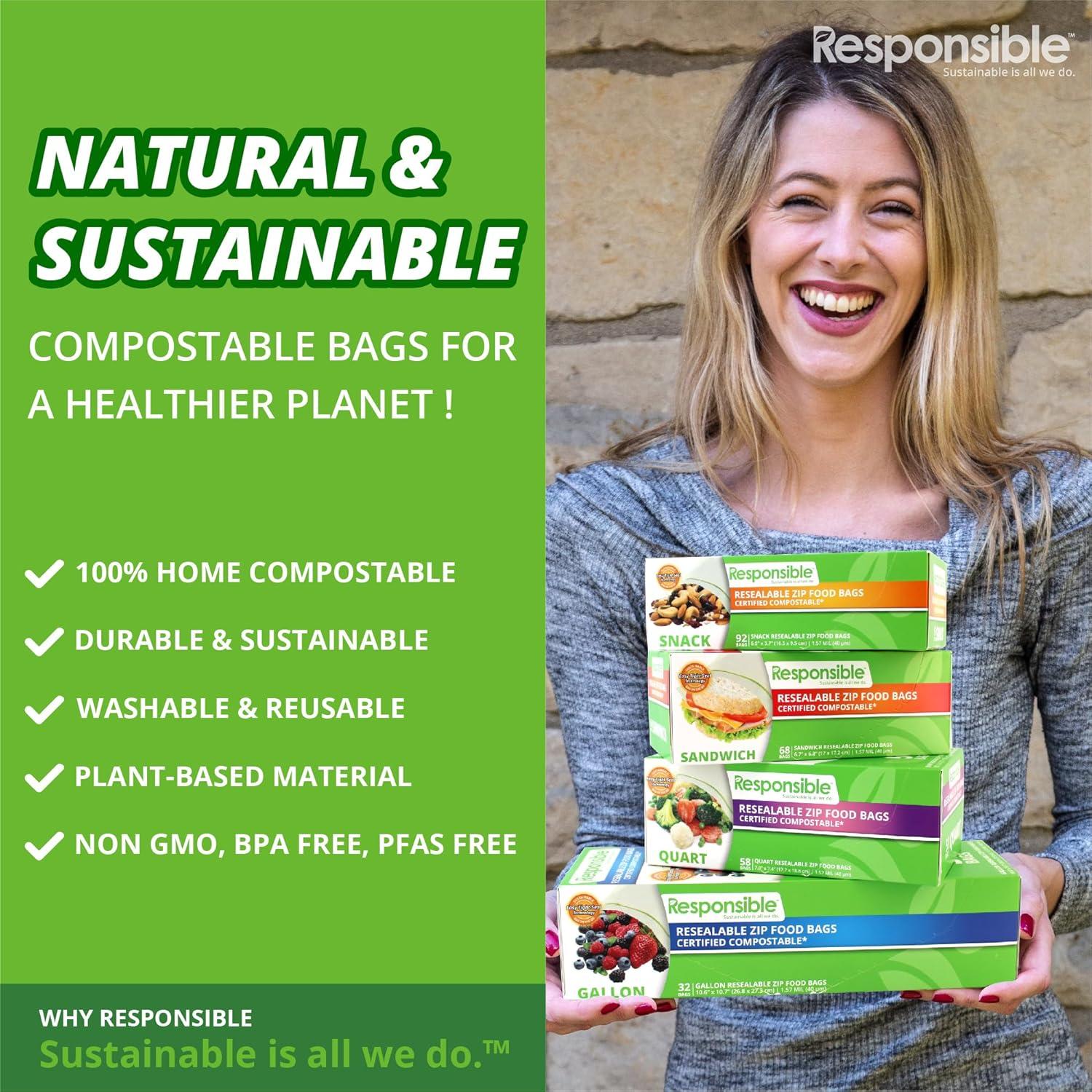Bolsas Zip Compostables 14 Unidades 3.78L Productos Responsables