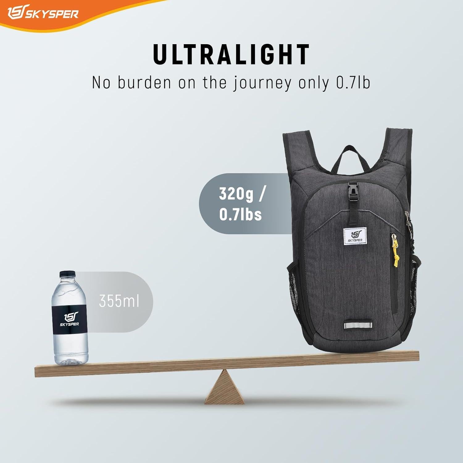 Mochila de Senderismo Plegable SKYSPER 10L Unisex Negra