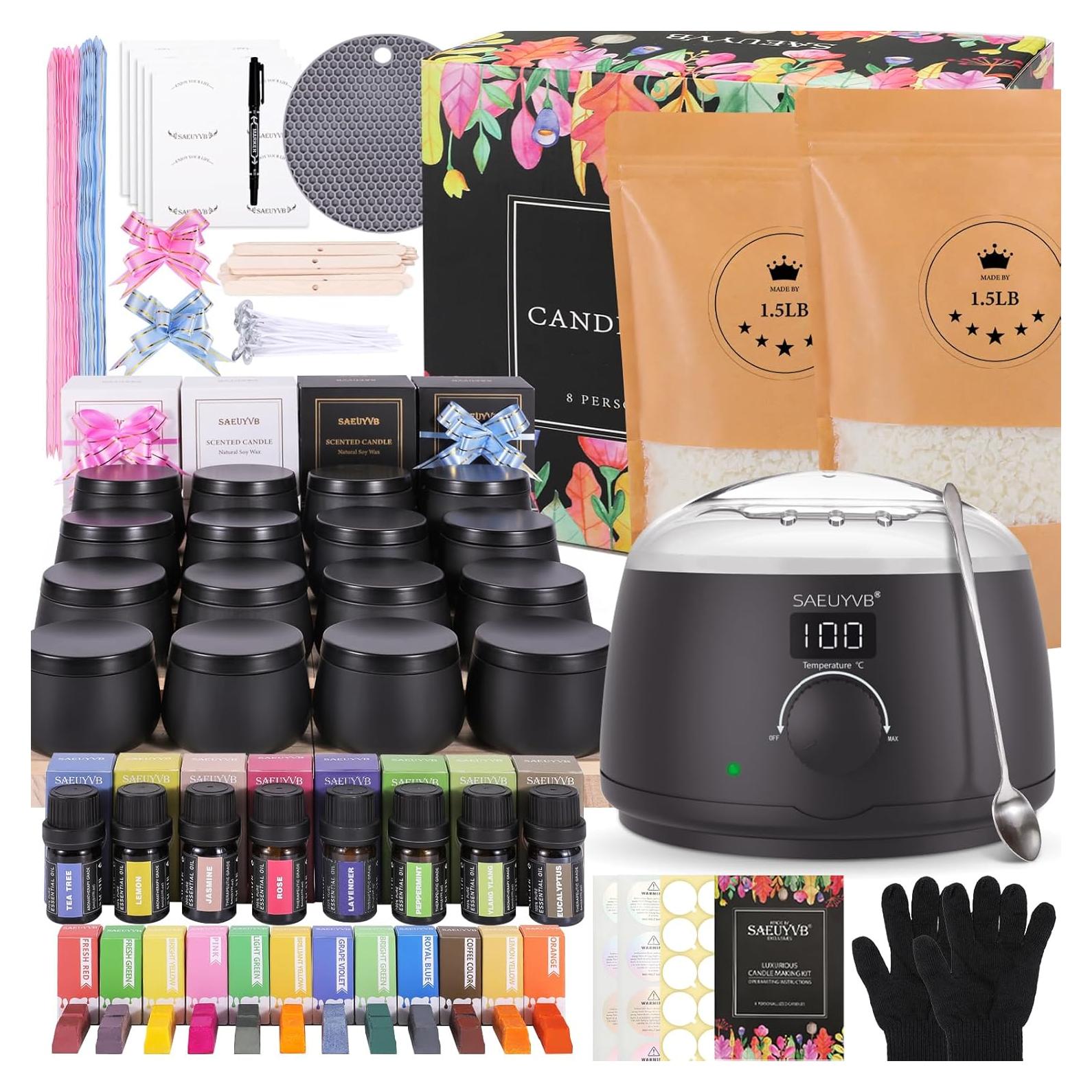 Kit de Fabricación de Velas SAEUYVB con Olla LED y Cera Soja