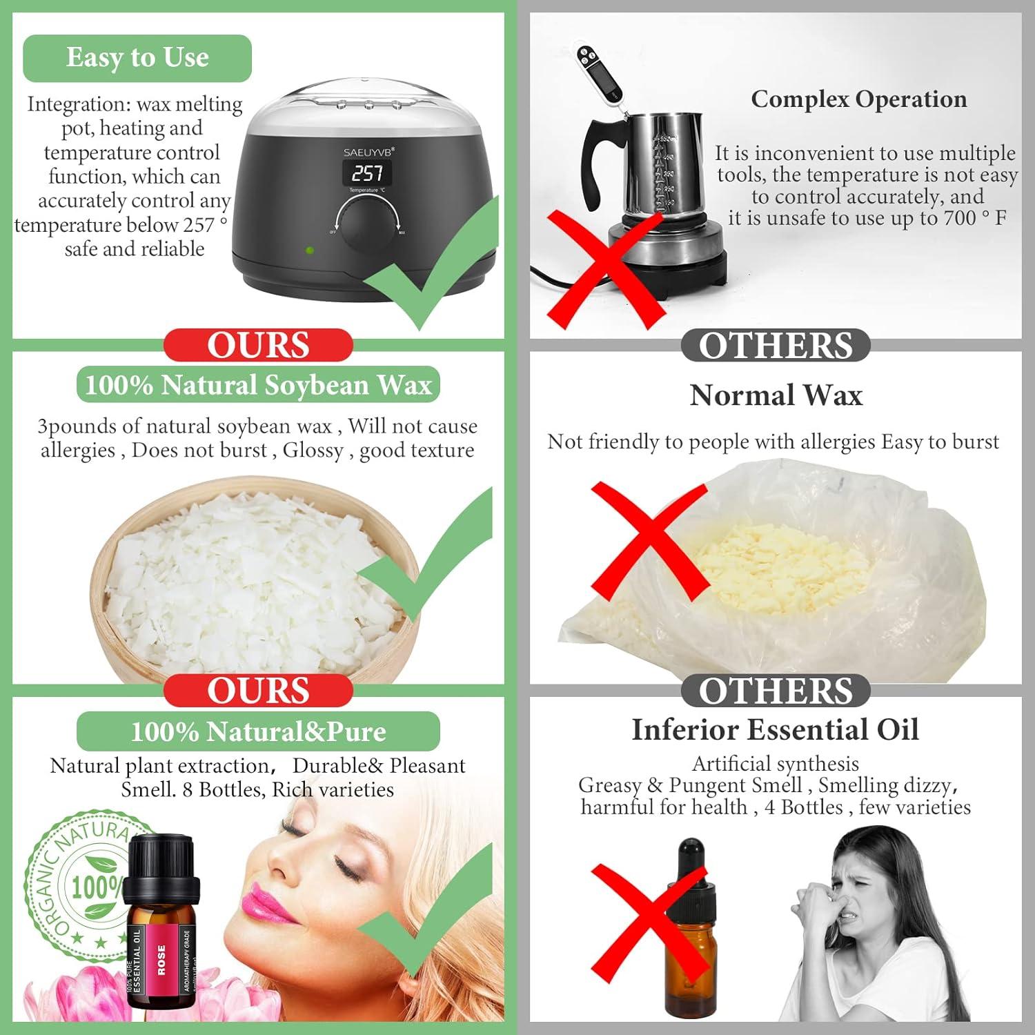 Kit de Fabricación de Velas SAEUYVB con Olla LED y Cera Soja