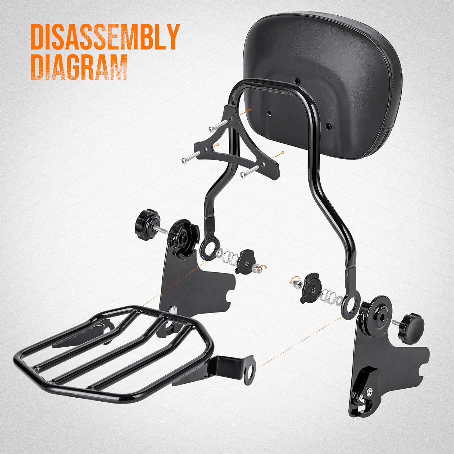 Respaldo Sissy Bar Ajustable Oumurs para Harley Touring 1997-2008