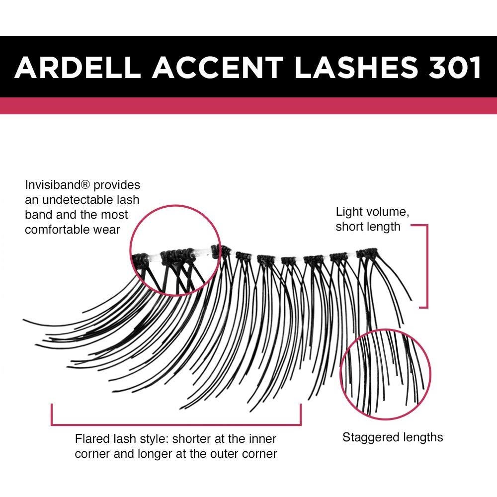Pestañas Postizas Ardell Accent 301 - Ojo de Gato Natural, 4 Paquetes
