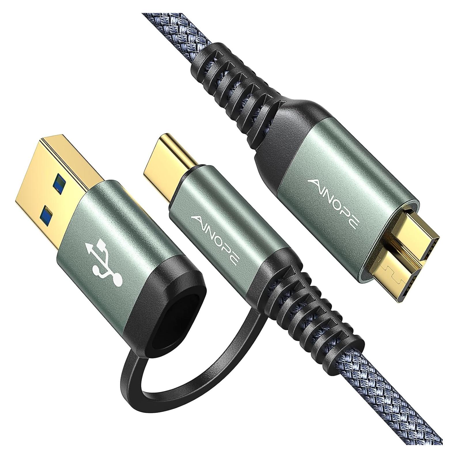 Cable de Disco Duro Externo AINOPE Micro B a USB C 45.72 cm