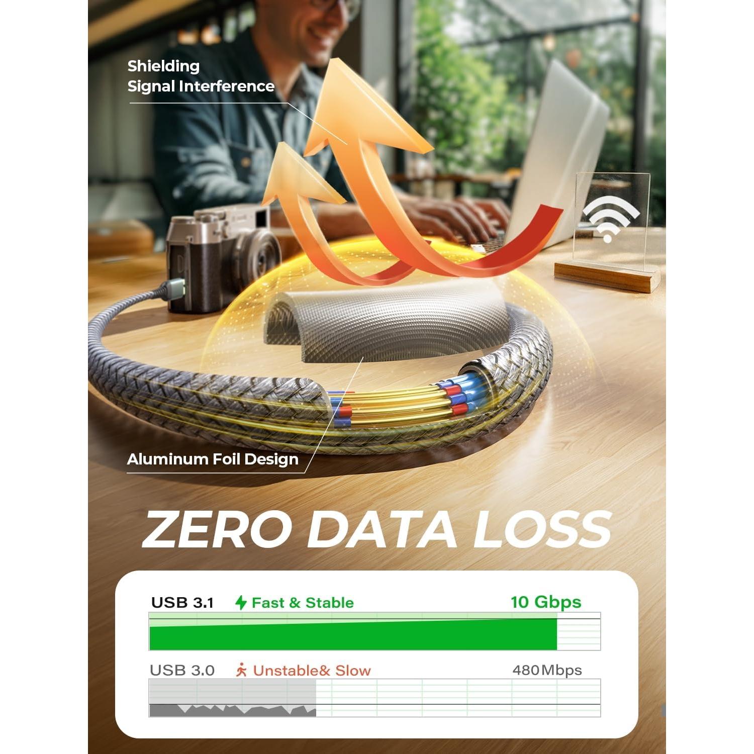 Cable de Disco Duro Externo AINOPE Micro B a USB C 45.72 cm