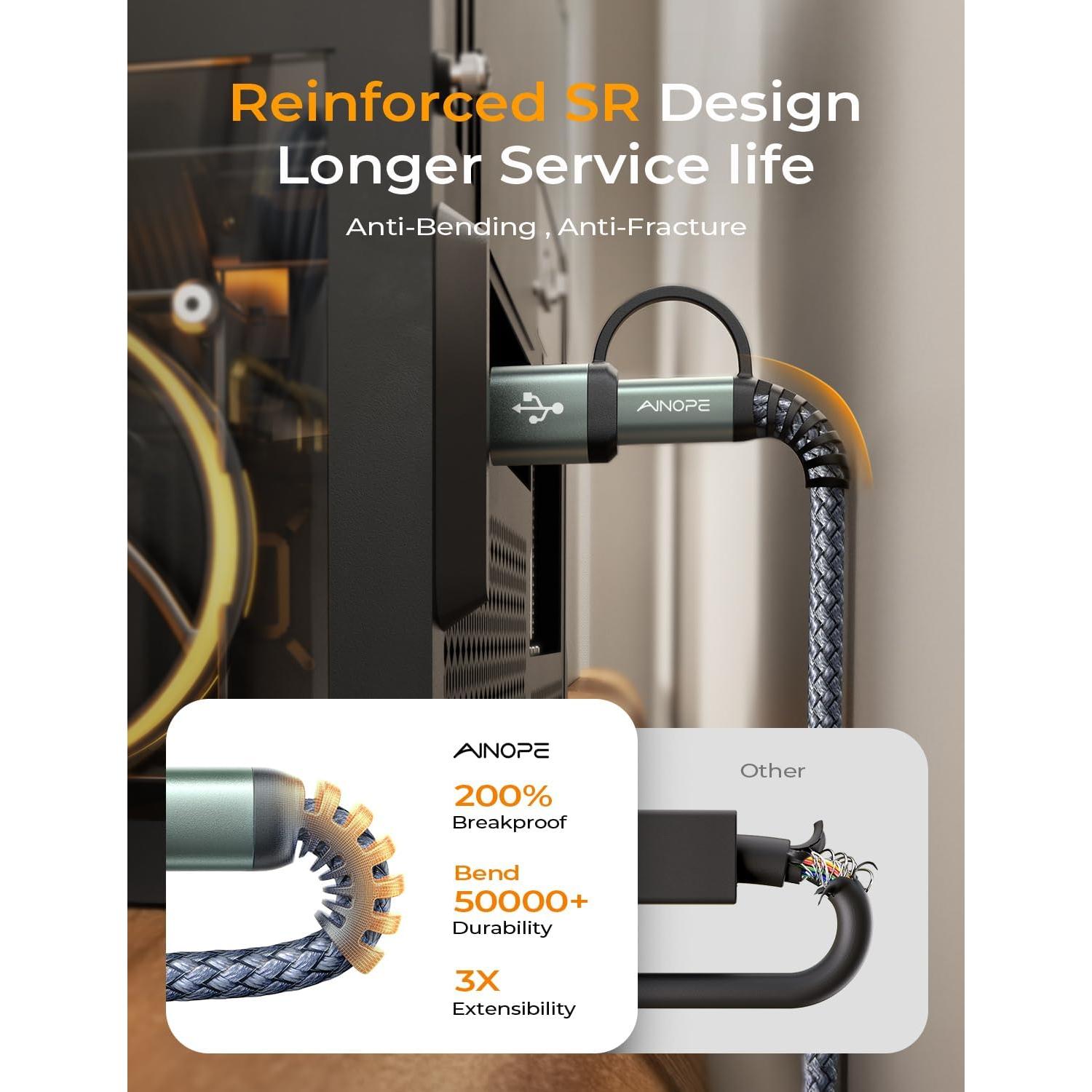 Cable de Disco Duro Externo AINOPE Micro B a USB C 45.72 cm