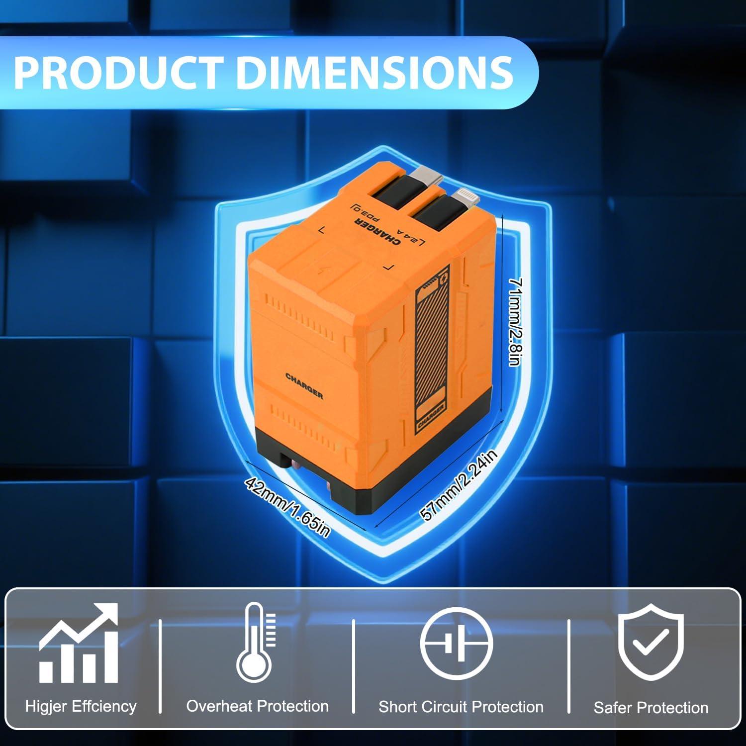 Cargador 2 en 1 GaN 120W W&O Plegable Negro