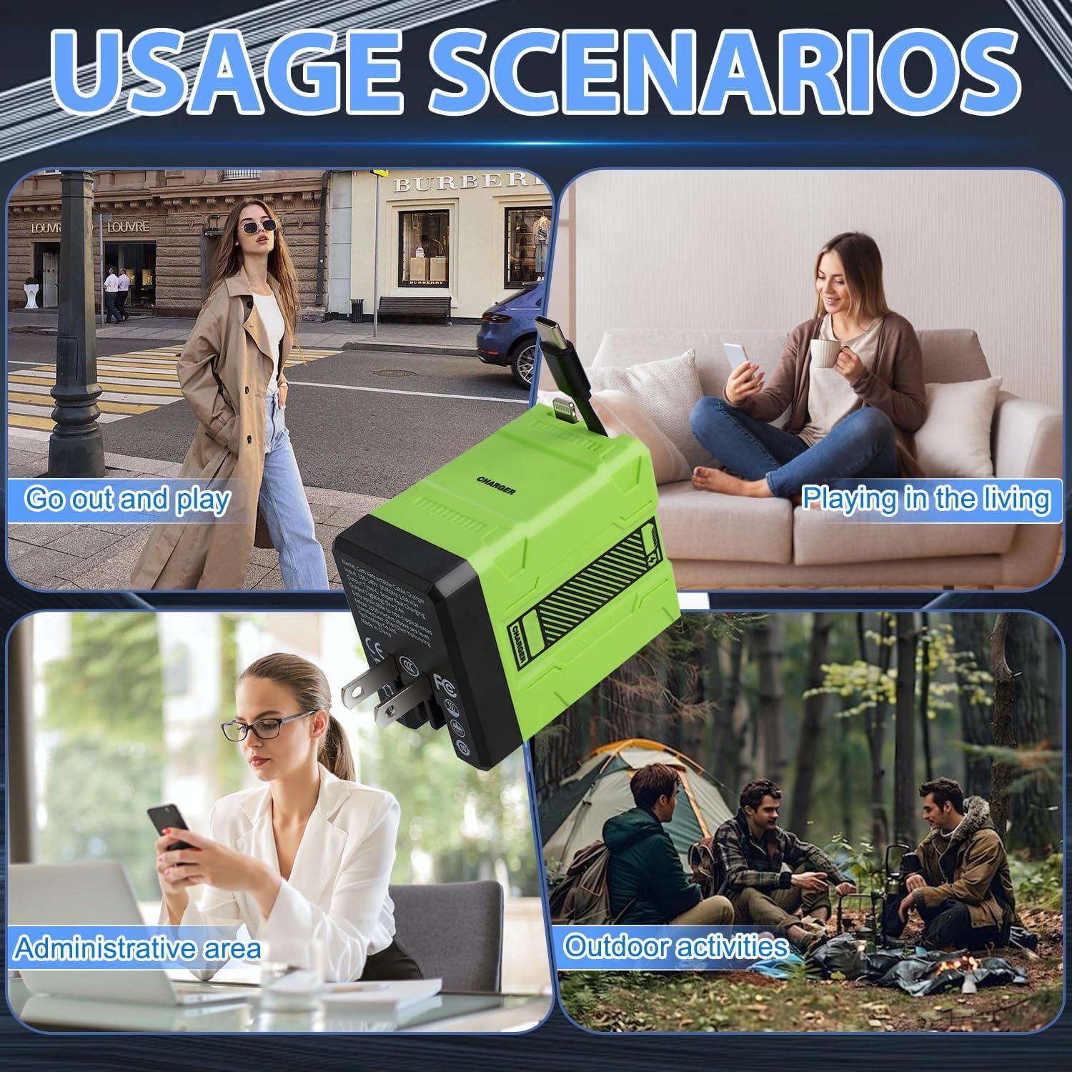 Cargador 2 en 1 GaN 120W W&O Plegable Negro