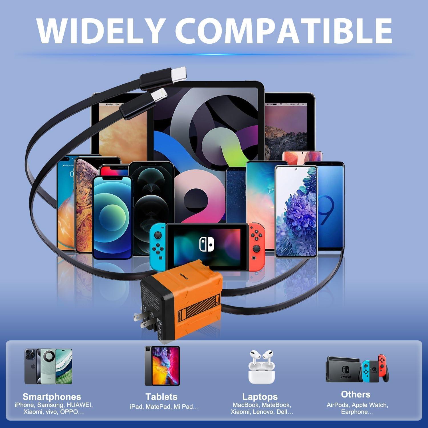 Cargador 2 en 1 GaN 120W W&O Plegable Negro