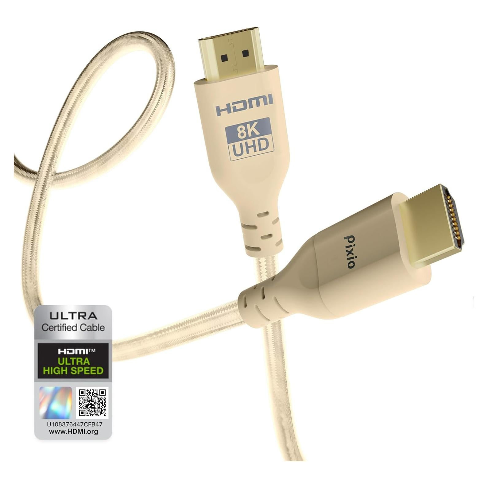 Cable HDMI 2.1 Pixio Beige 1.83 m Ultra Alta Velocidad 8K