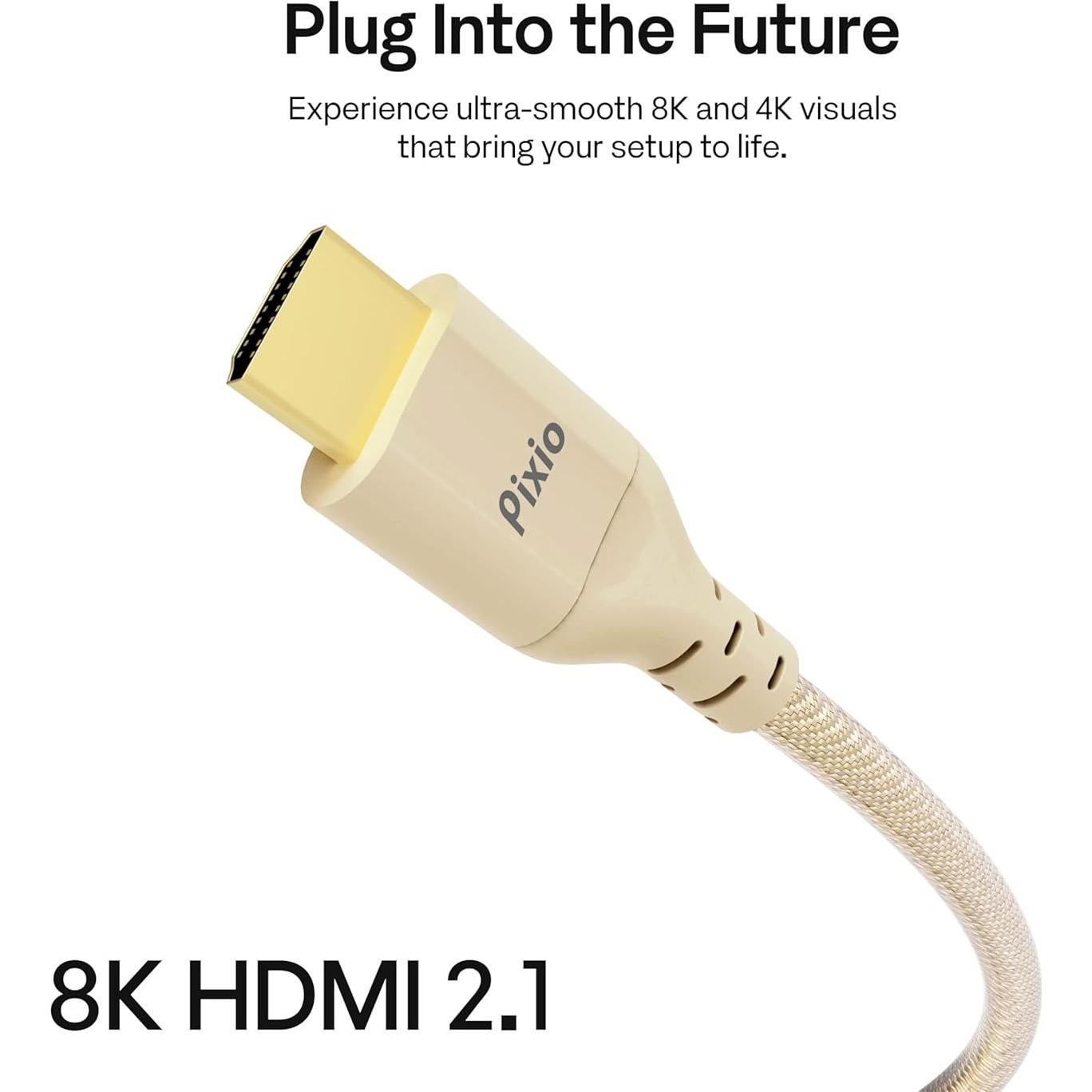 Cable HDMI 2.1 Pixio Beige 1.83 m Ultra Alta Velocidad 8K
