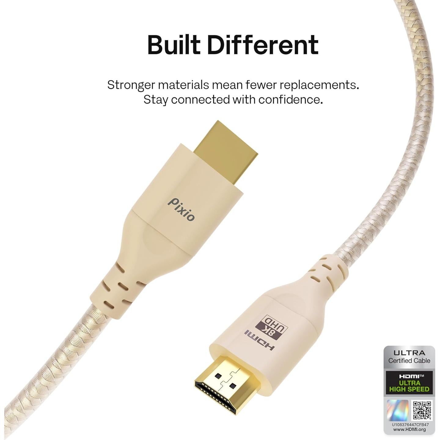 Cable HDMI 2.1 Pixio Beige 1.83 m Ultra Alta Velocidad 8K