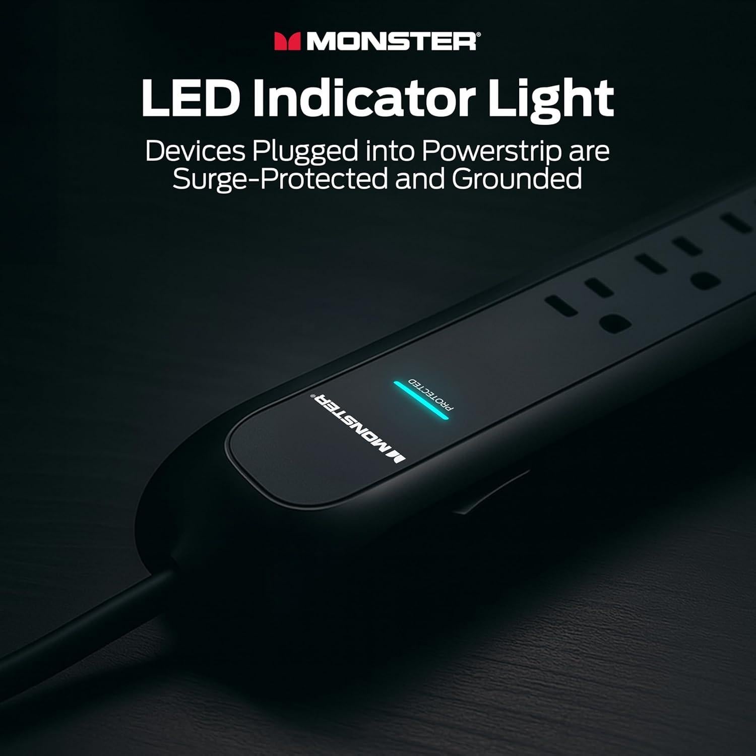 Protector de Sobretensión Monster Power 1200 Julios 6 Salidas 2 USB